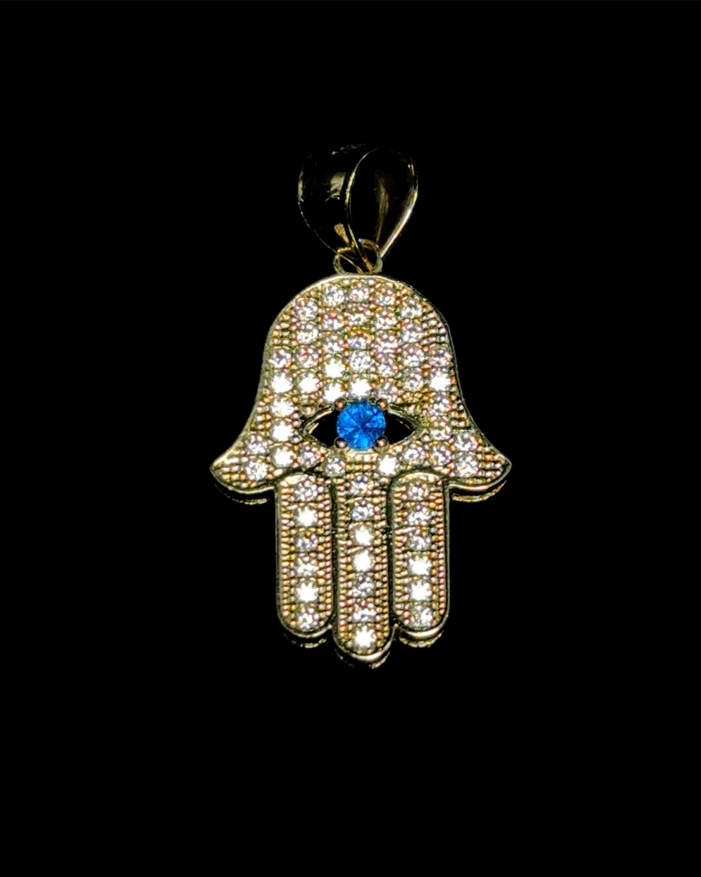 PENDANT HAMSA PIEDRA AZUL 3.7GR 14K