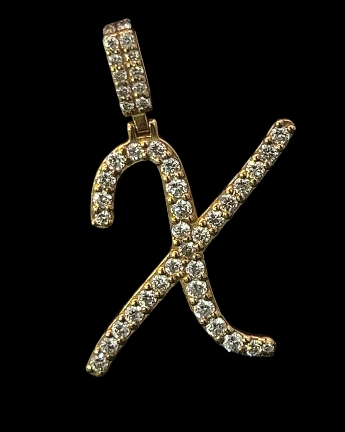 Yellow Gold Letter X Pendant 0.83CT 3GR 14K