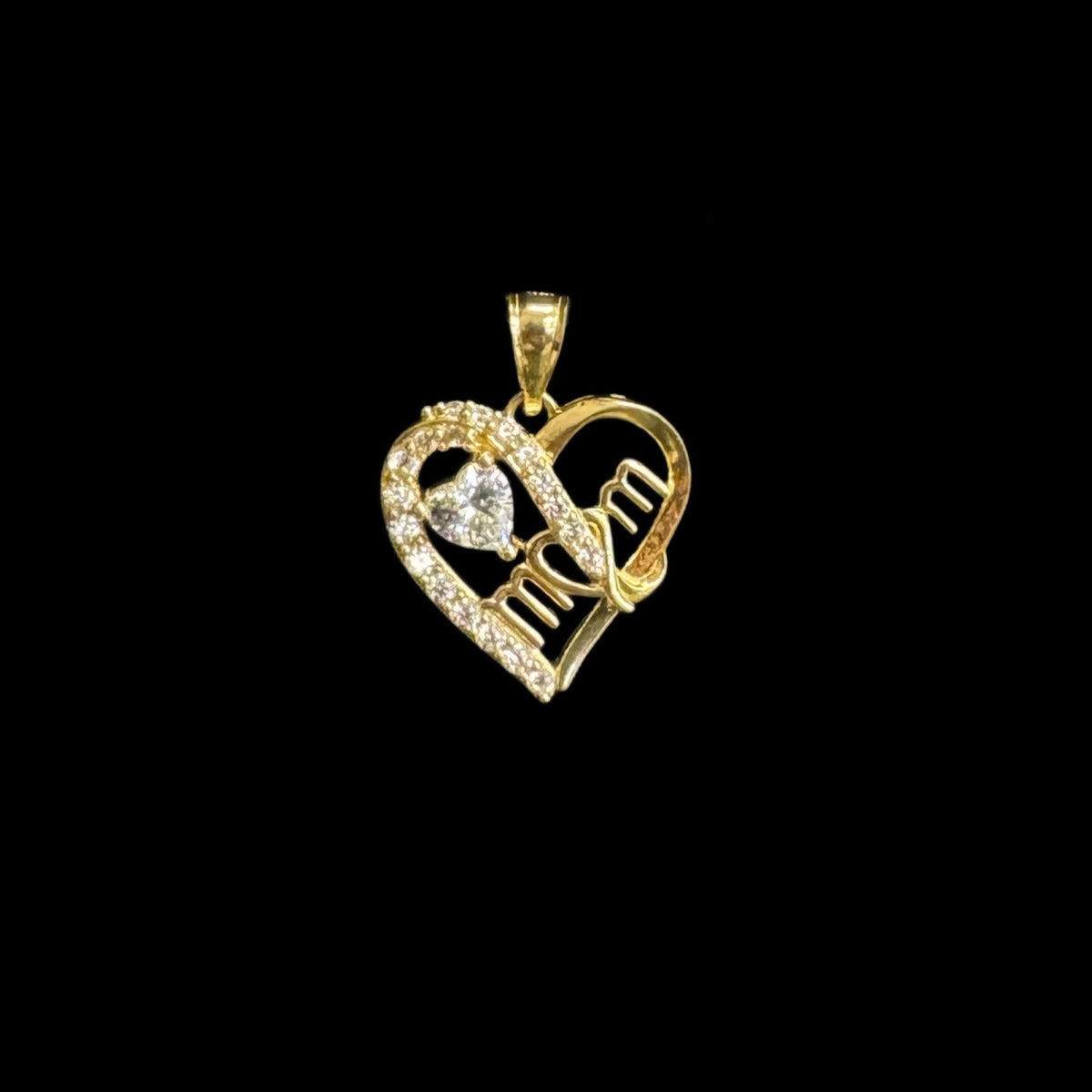 14K GOLD MOM HEART CZ (2.8GR)