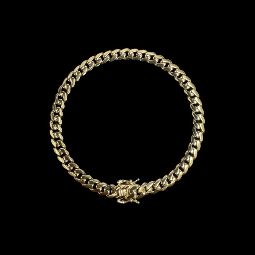 14K YELLOW SEMISOLID CUBAN BRACELET (9.6GR 6MM 8.5")