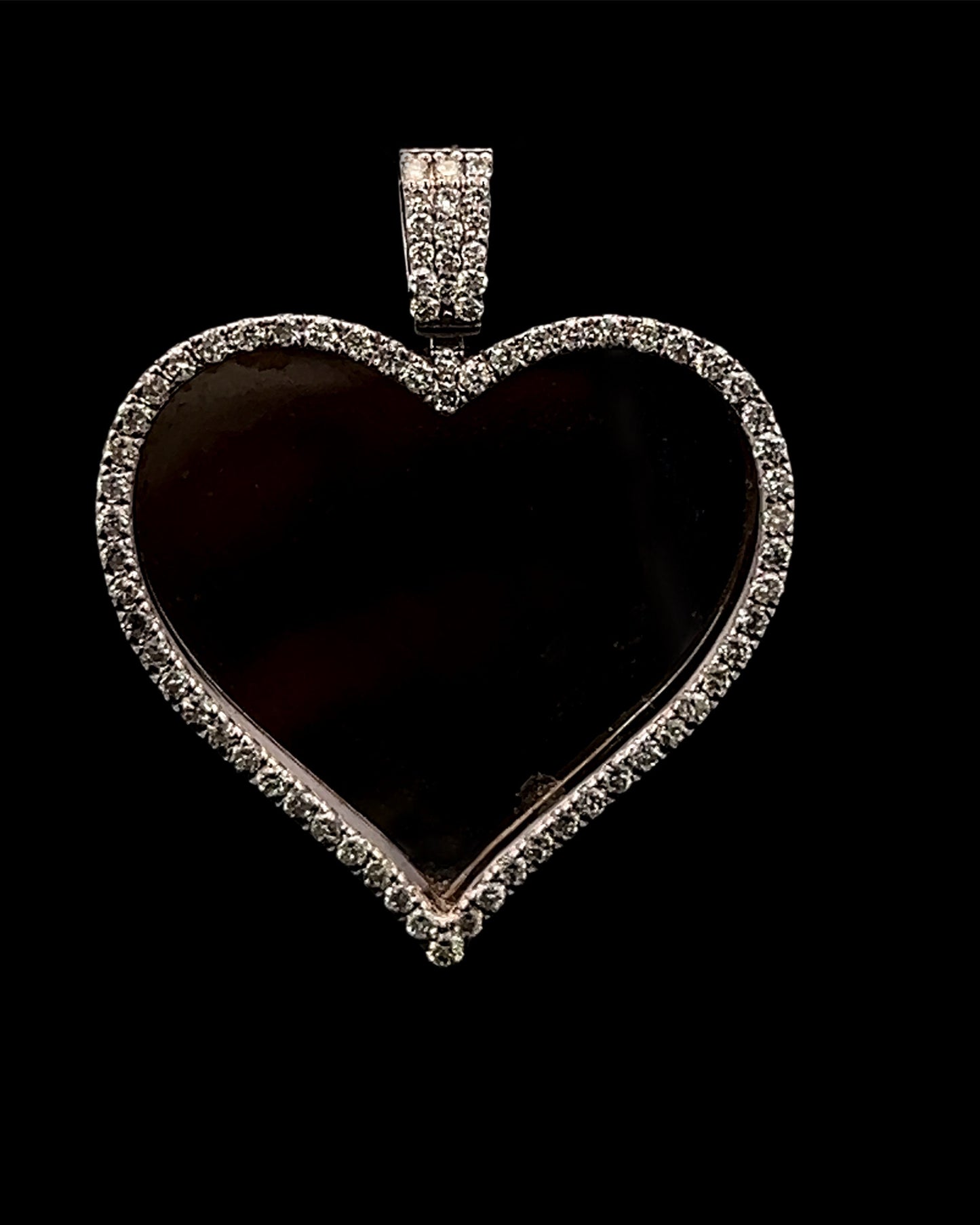 White Gold Black Heart Pendant 1.80CT 12.9GR 14K