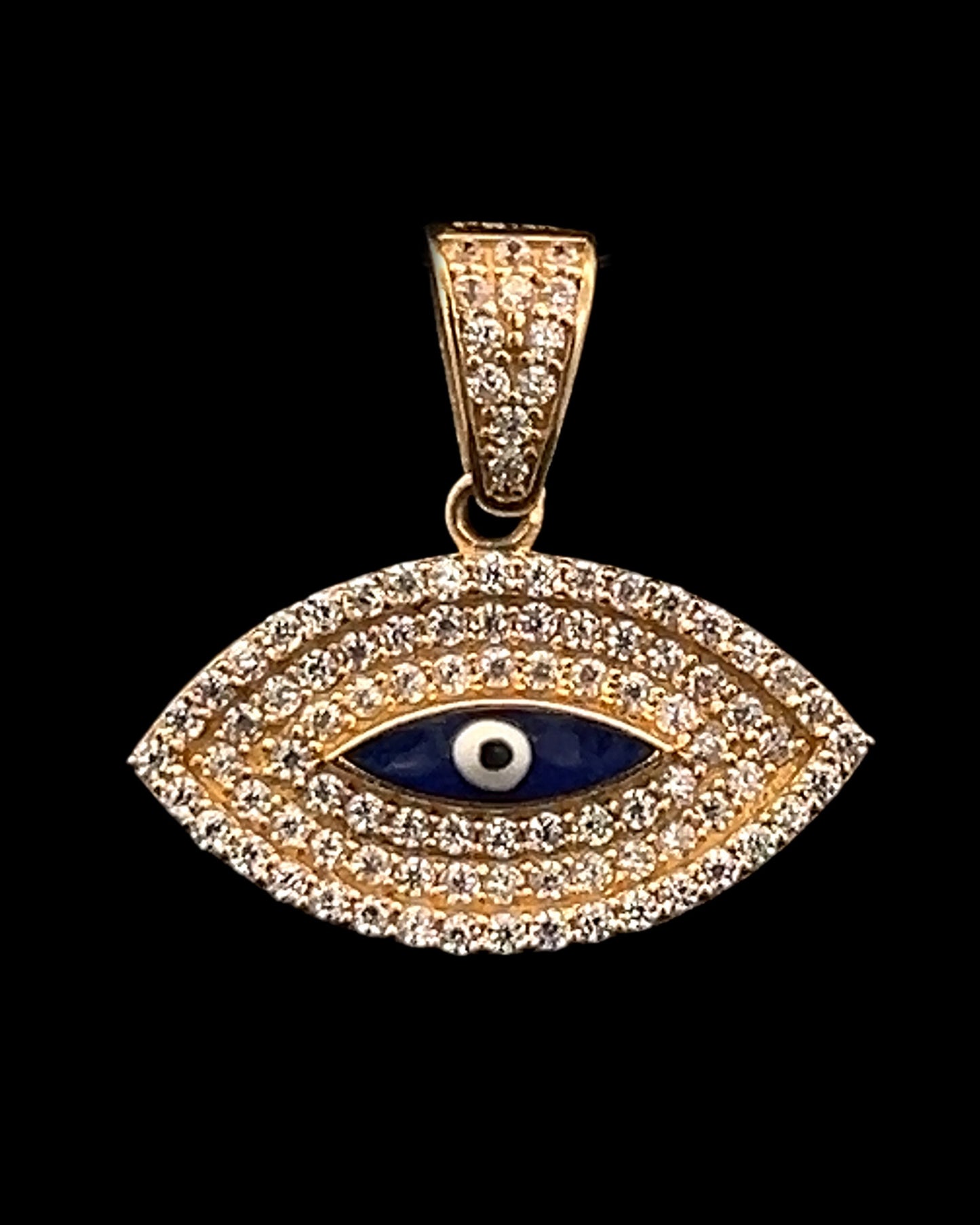 Yellow Gold Turkish Eye Pendant (CZ) 1.9GR 14K