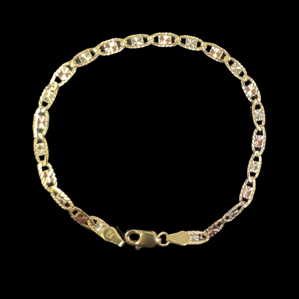 14K VT BRACELET 3 TONES (3.2GR 3.4MM 7")