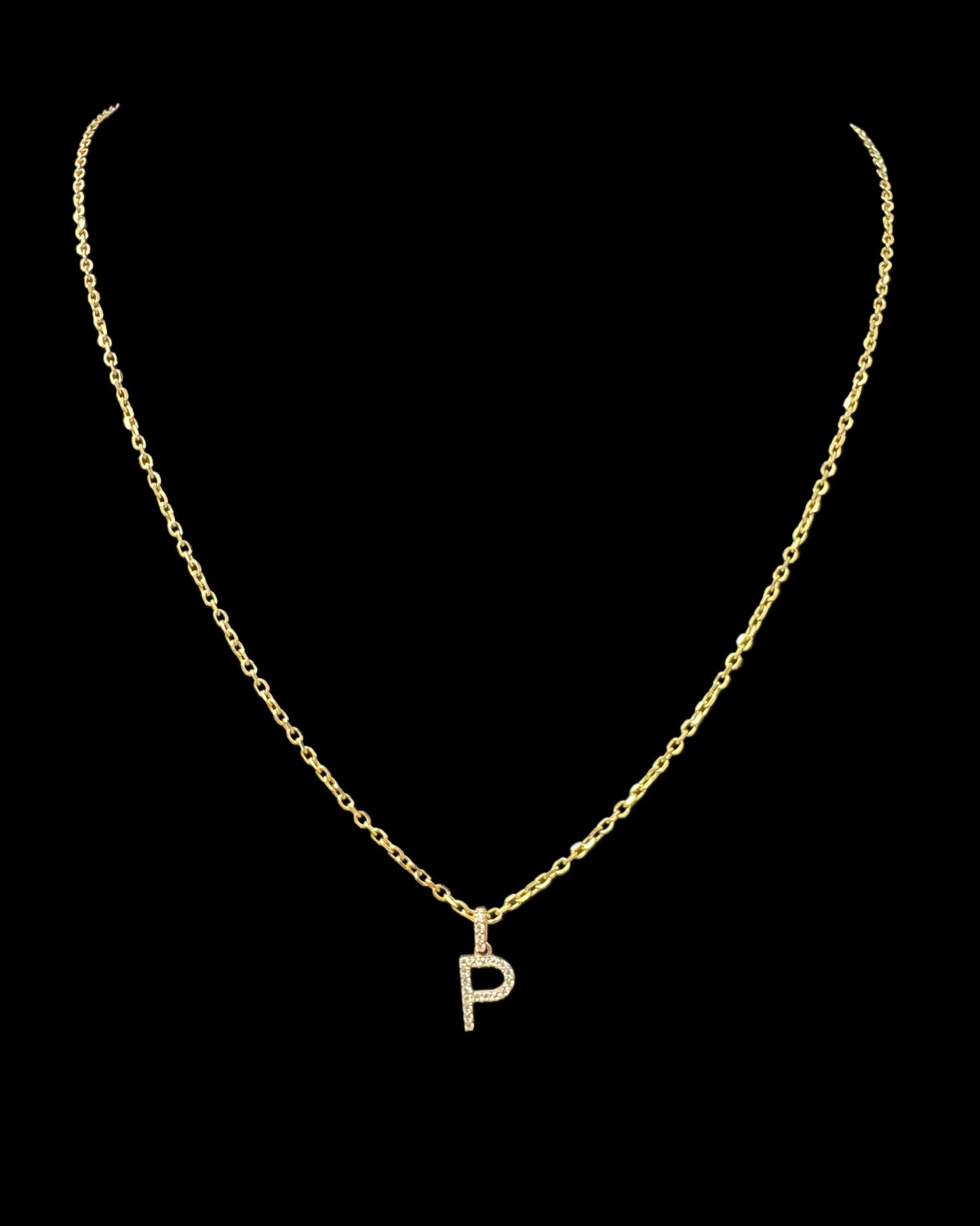 Letter P Necklace 3.3GR 14K 18"