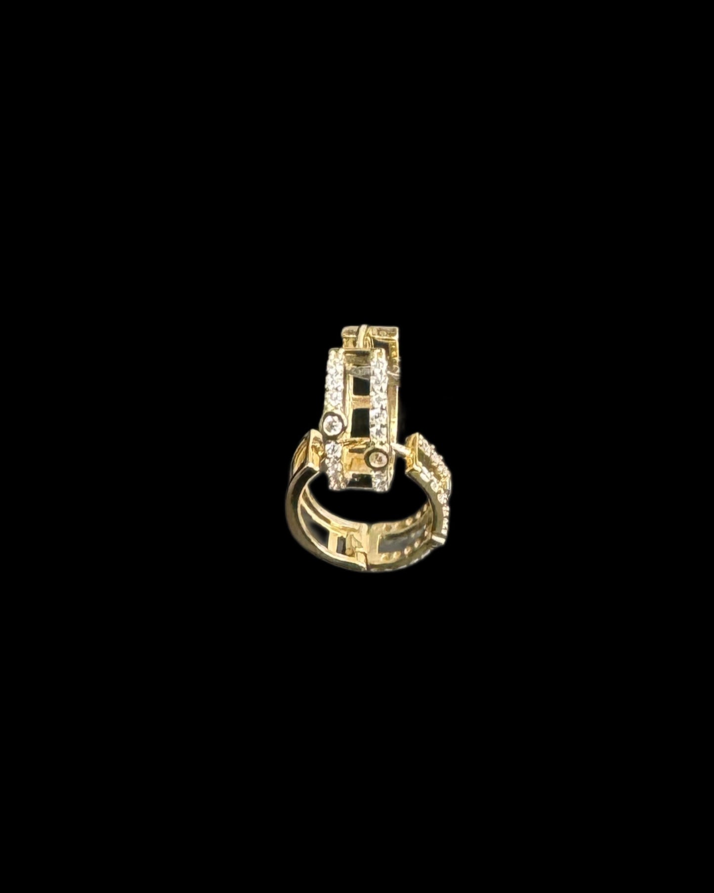 14K GOLD HUGGIES ZIRCONIA EARRINGS (1.9GR)