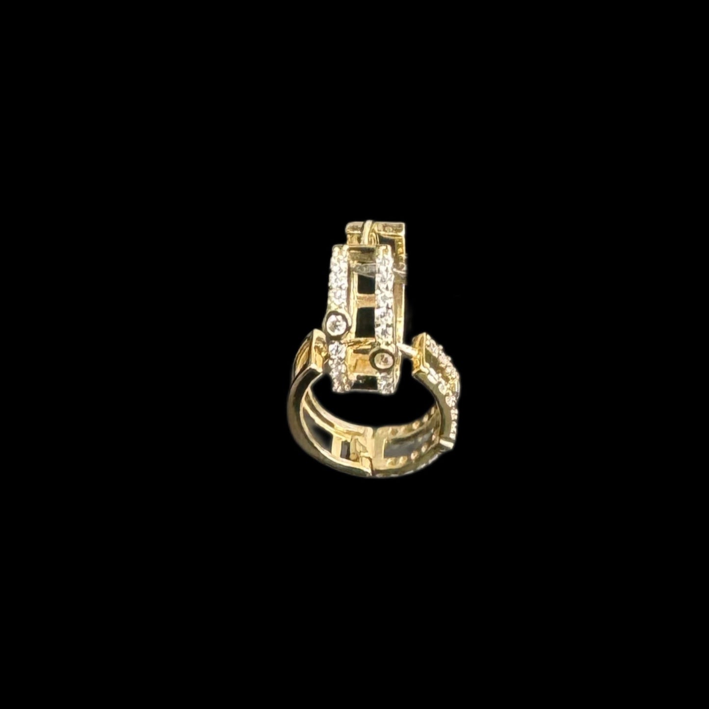 14K GOLD HUGGIES ZIRCONIA EARRINGS (1.9GR)