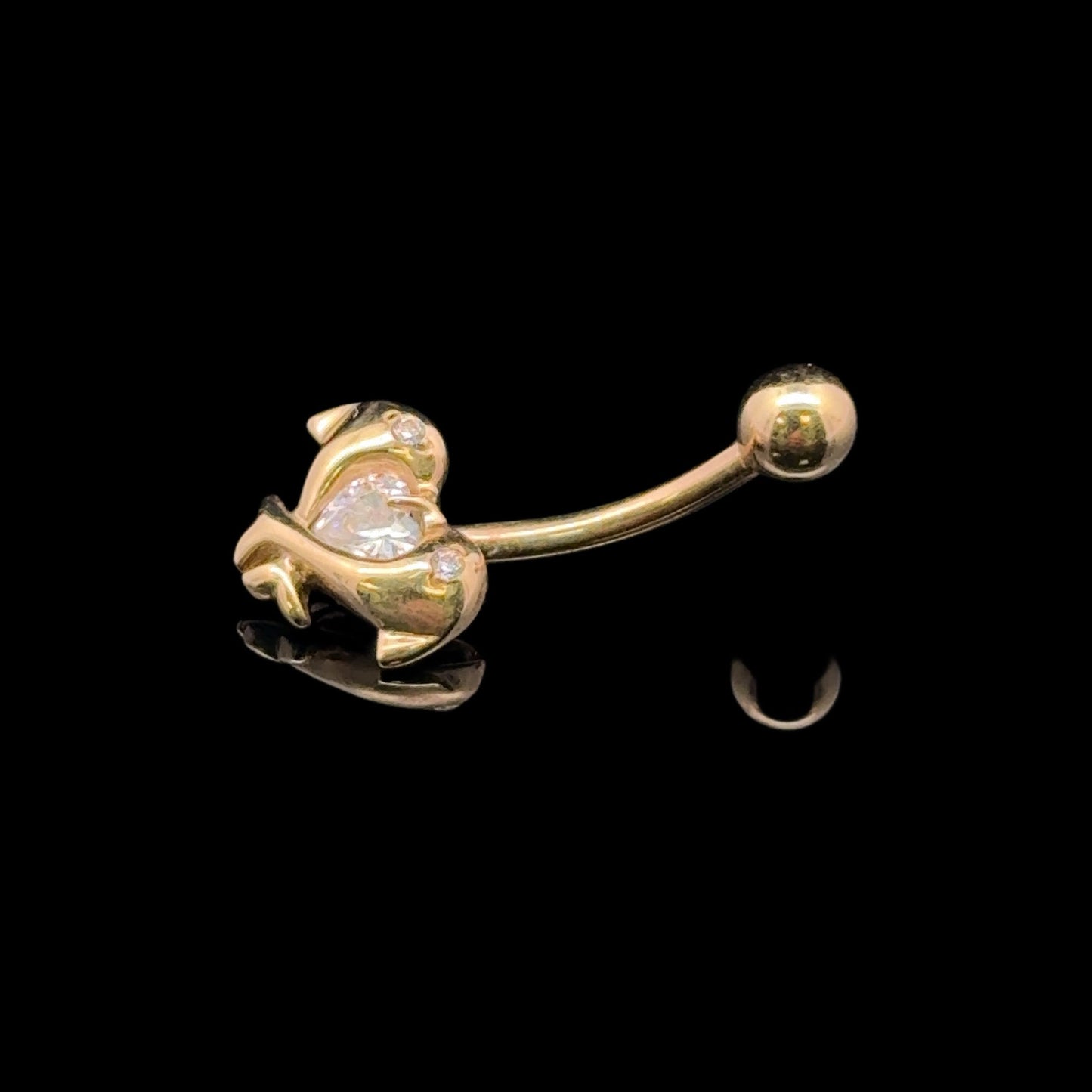 14K DOLPHIN NAVEL PIERCING CZ