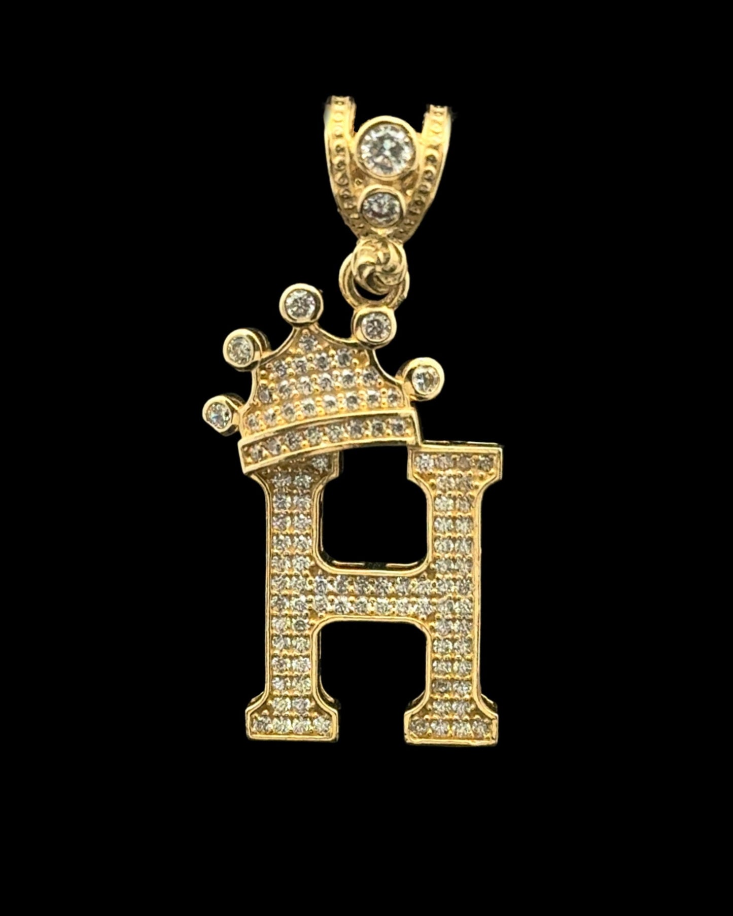 PENDANT LETRA H CORONA NAVIDAD CZ 5.3GR 14K