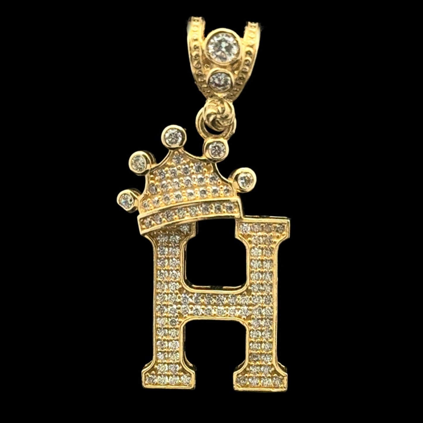 PENDANT LETRA H CORONA NAVIDAD CZ 5.3GR 14K