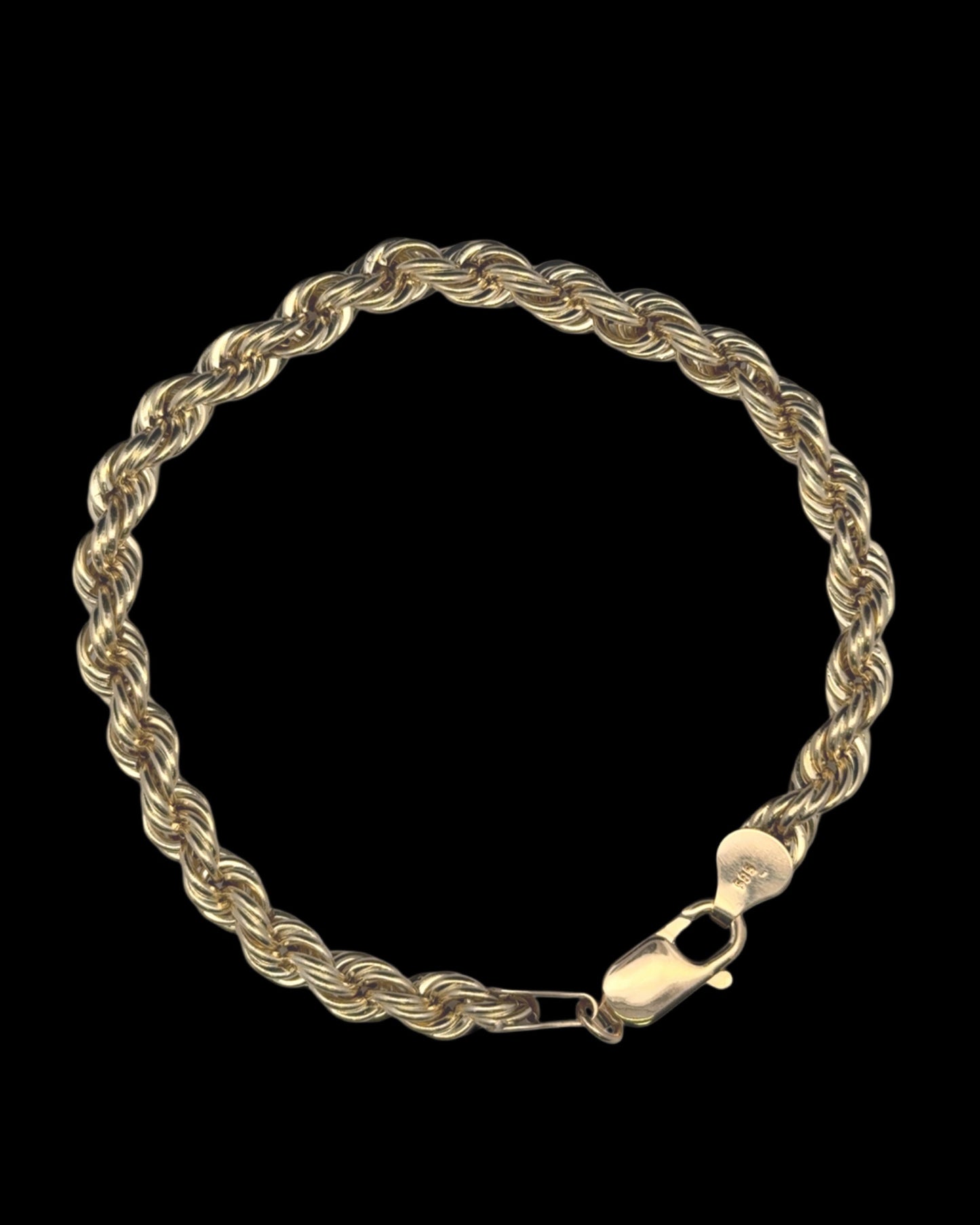 BRAZALETE ROPE AMARILLO HUECO 5.3GR 4MM 14K 8"