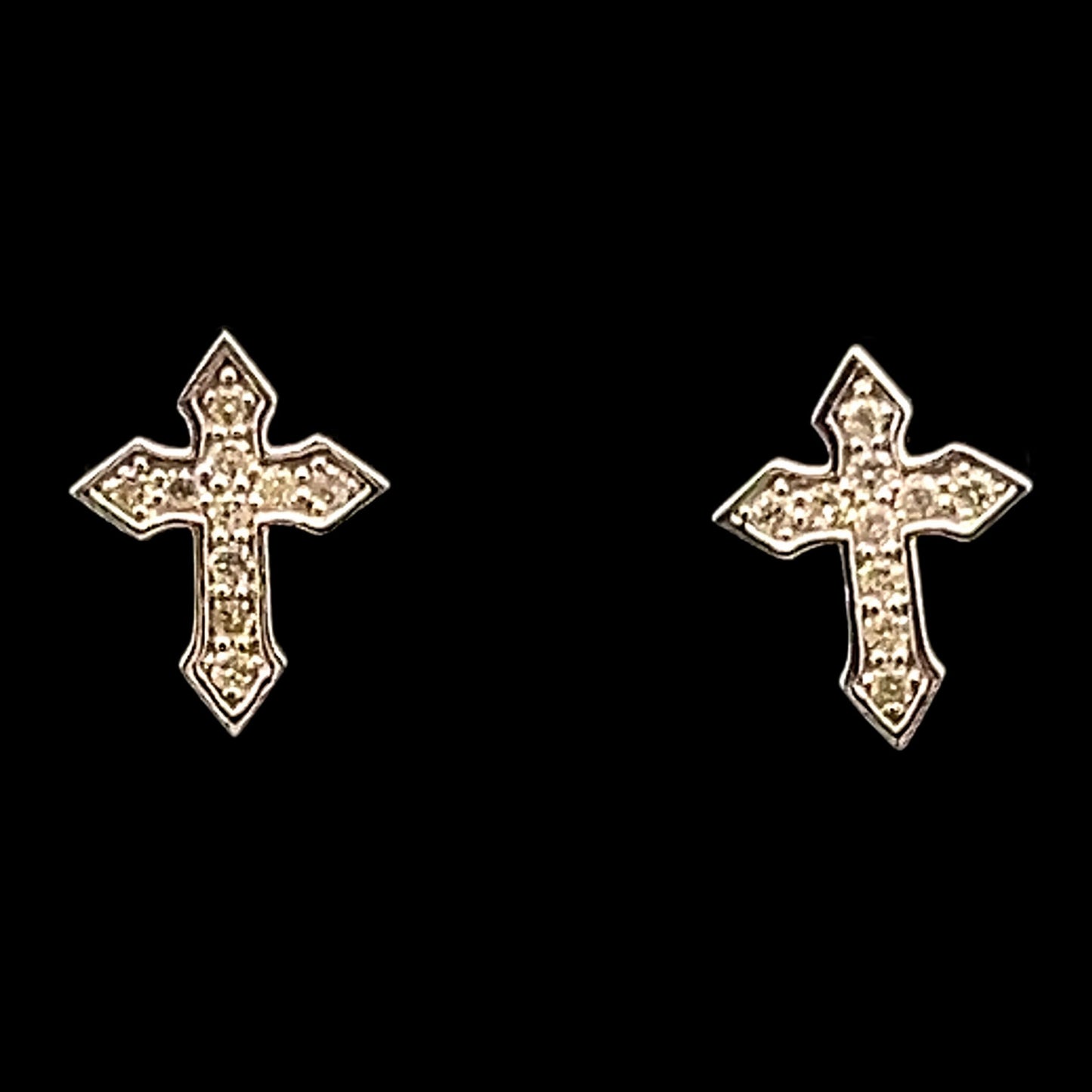 14K WHITE CROSS EARRINGS DIAMONDS (0.17CT 10.39MM 1.2GR)