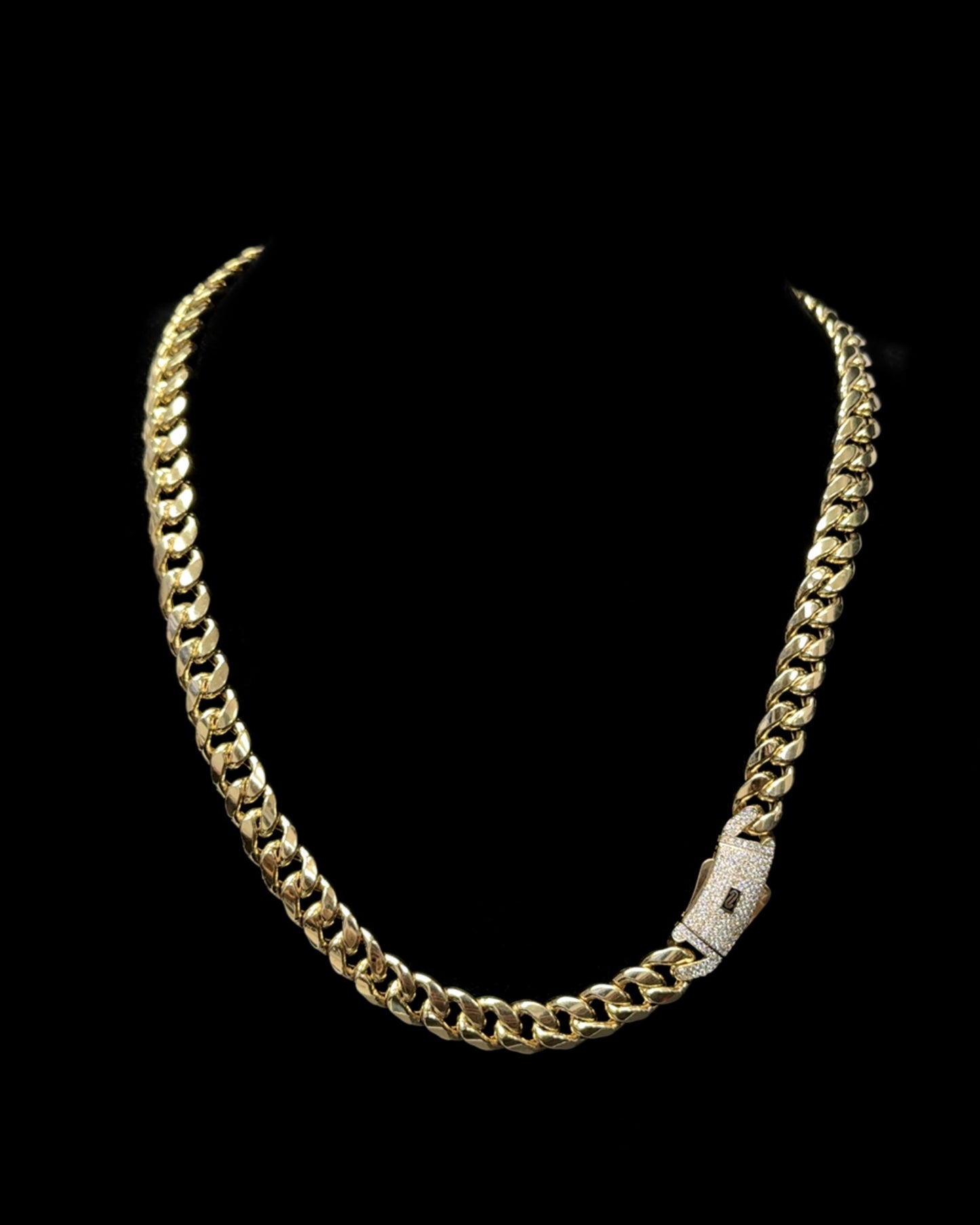 CADENA MONACO HOLLOW CON BROCHE CZ 29GR 9MM 14K 20"