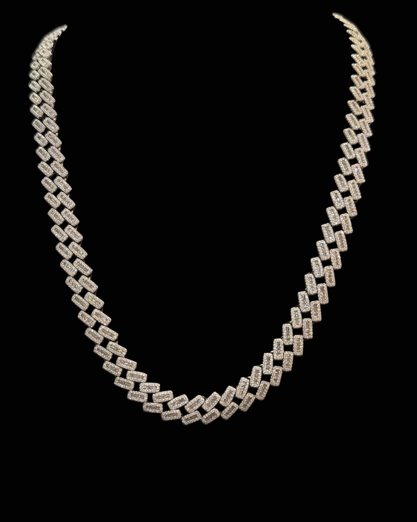 925 SILVER CUBAN CHAIN MOISSANITE (108.7GR 21.85CT VVS D COLOR 12MM 24")