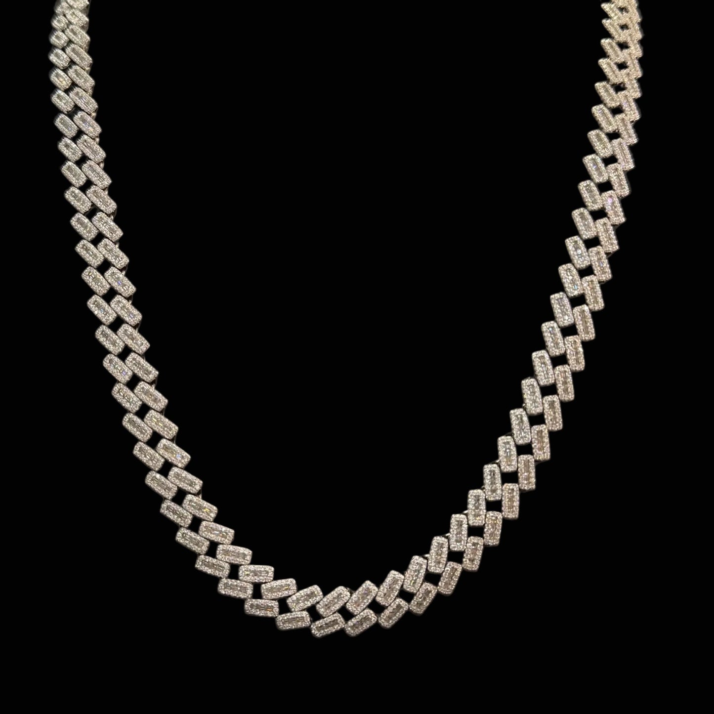 925 SILVER CUBAN CHAIN MOISSANITE (108.7GR 21.85CT VVS D COLOR 12MM 24")