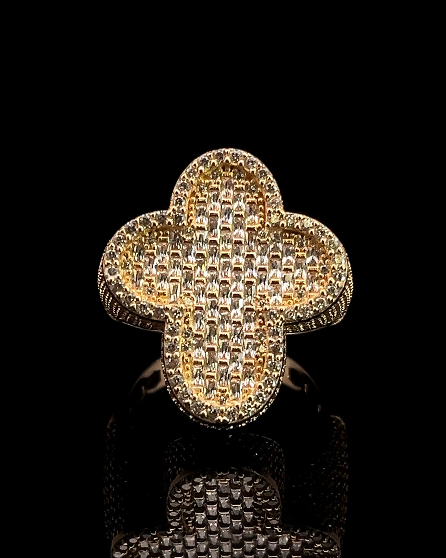 ANILLO FLOR RELIEVE CZ 10.3GR 14K 10”