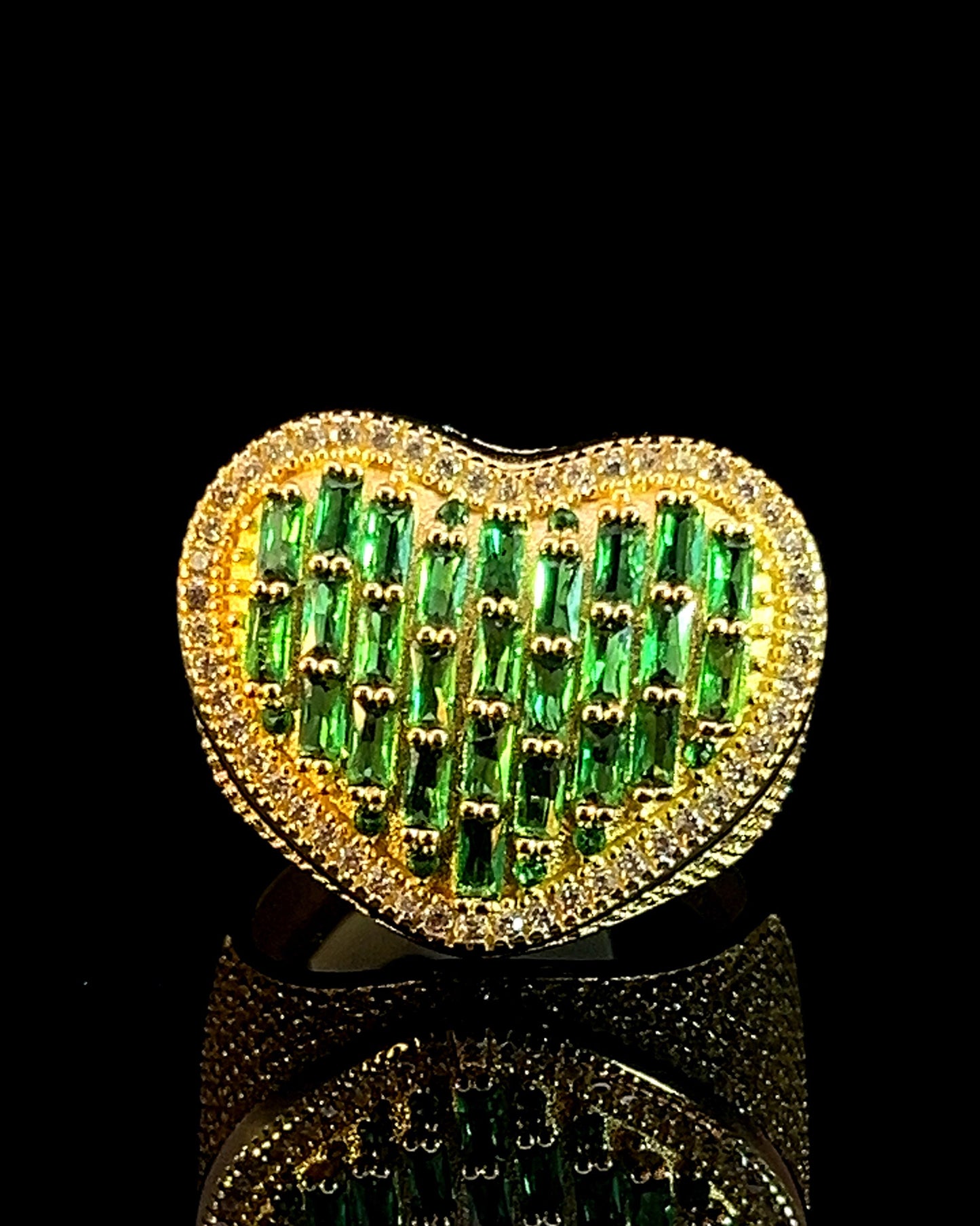 ANILLO CORAZON VERDE CZ 6.6GR 14K 7”