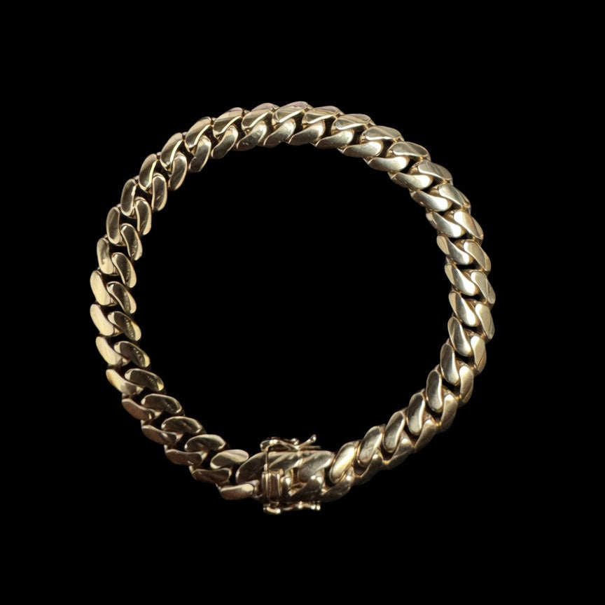 14K YELLOW SEMISOLID CUBAN BRACELET (15.2GR 8.3MM 8.5")