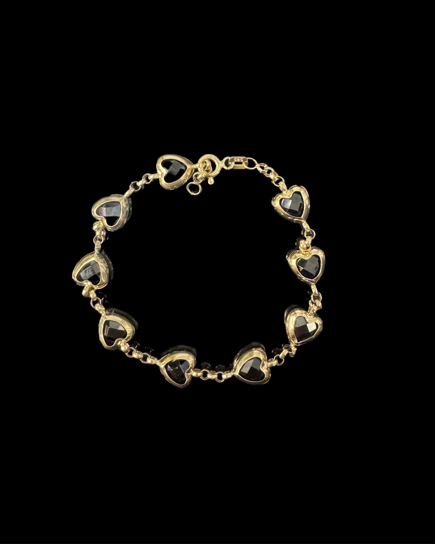 BRACELET CORAZONES NEGROS 6GR 14K 6.5"