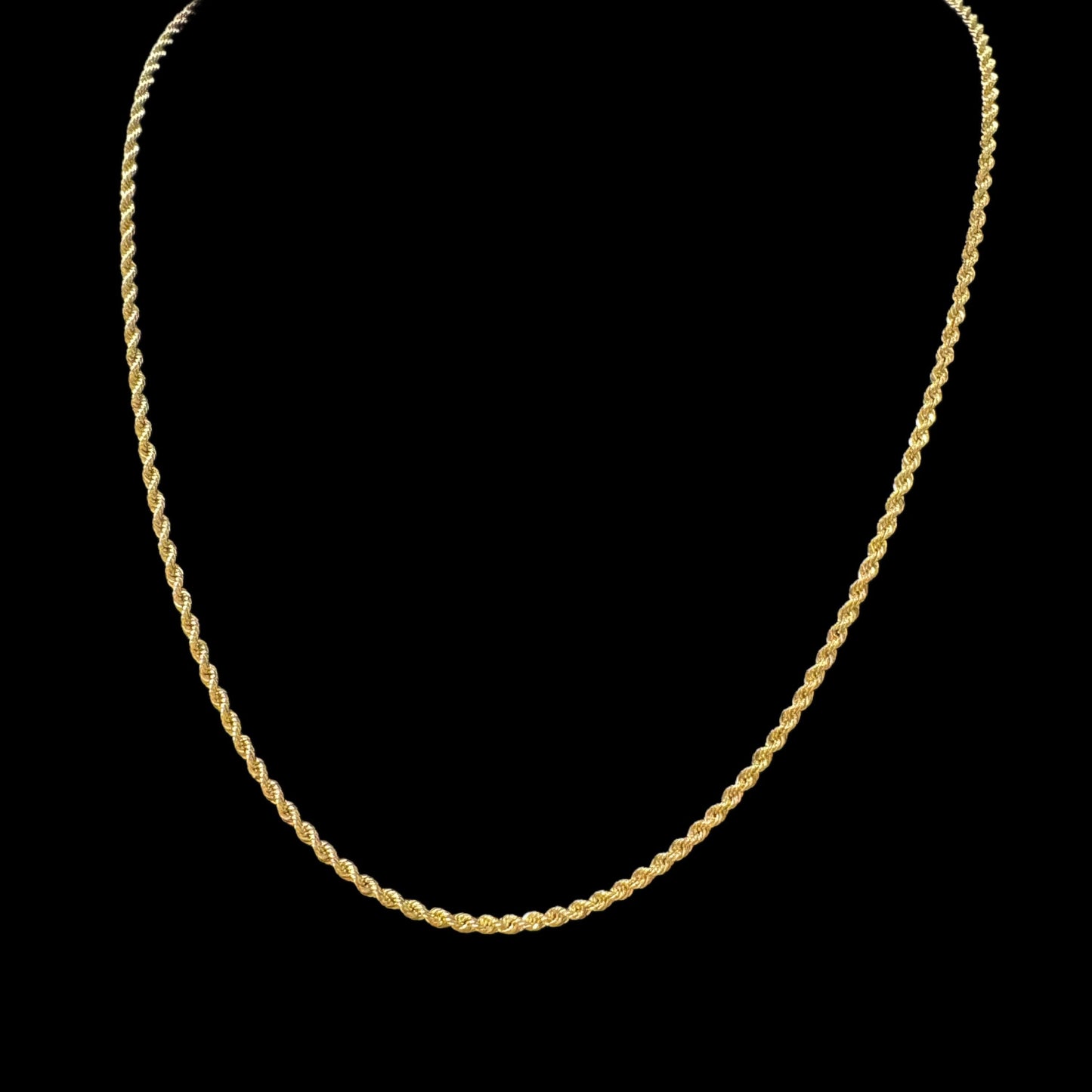 14K HOLLOW ROPE CHAIN (3GR 2MM 20")
