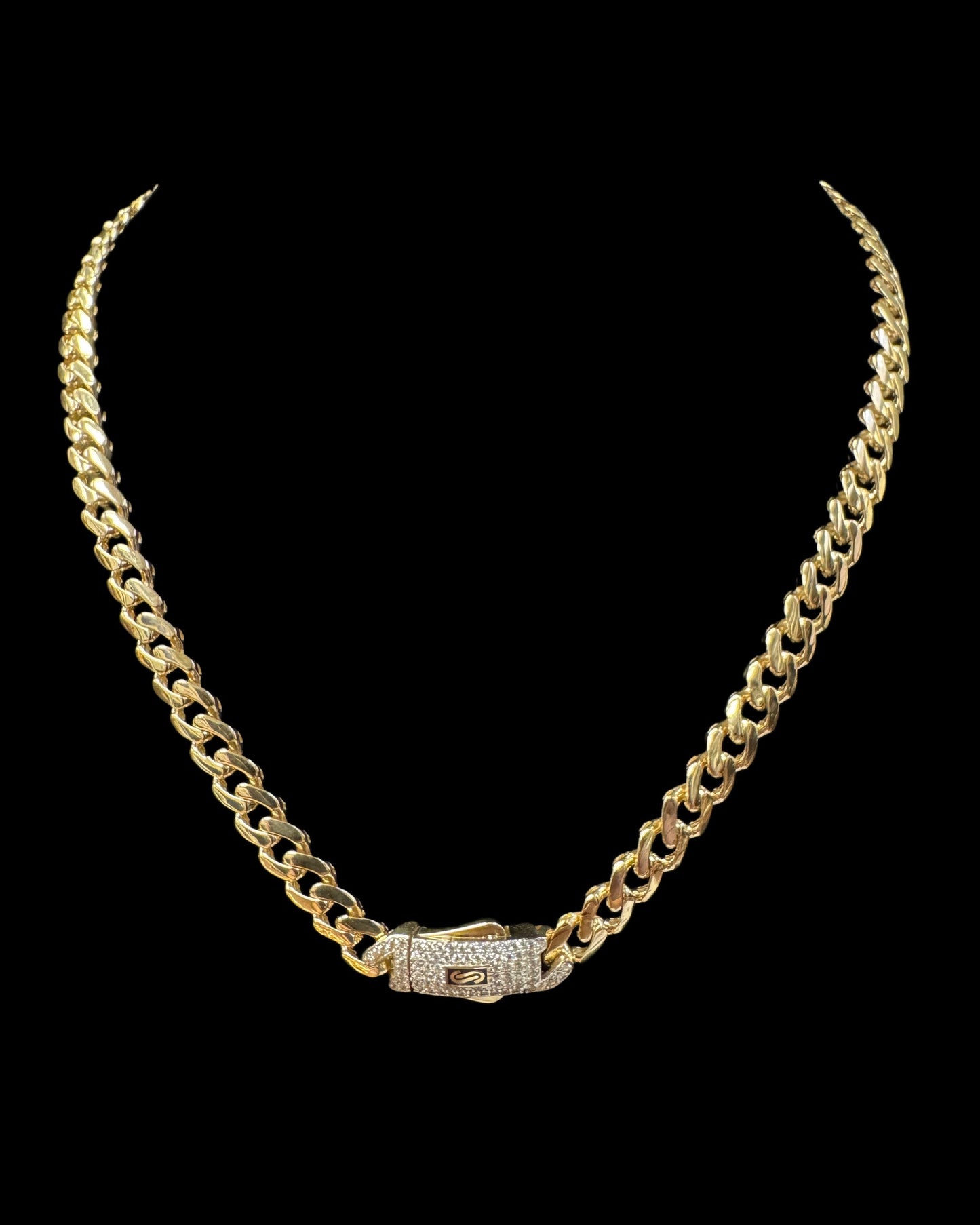 CADENA MONACO CON BROCHE CZ HOLLOW 10.8GR 6MM 14K 16"