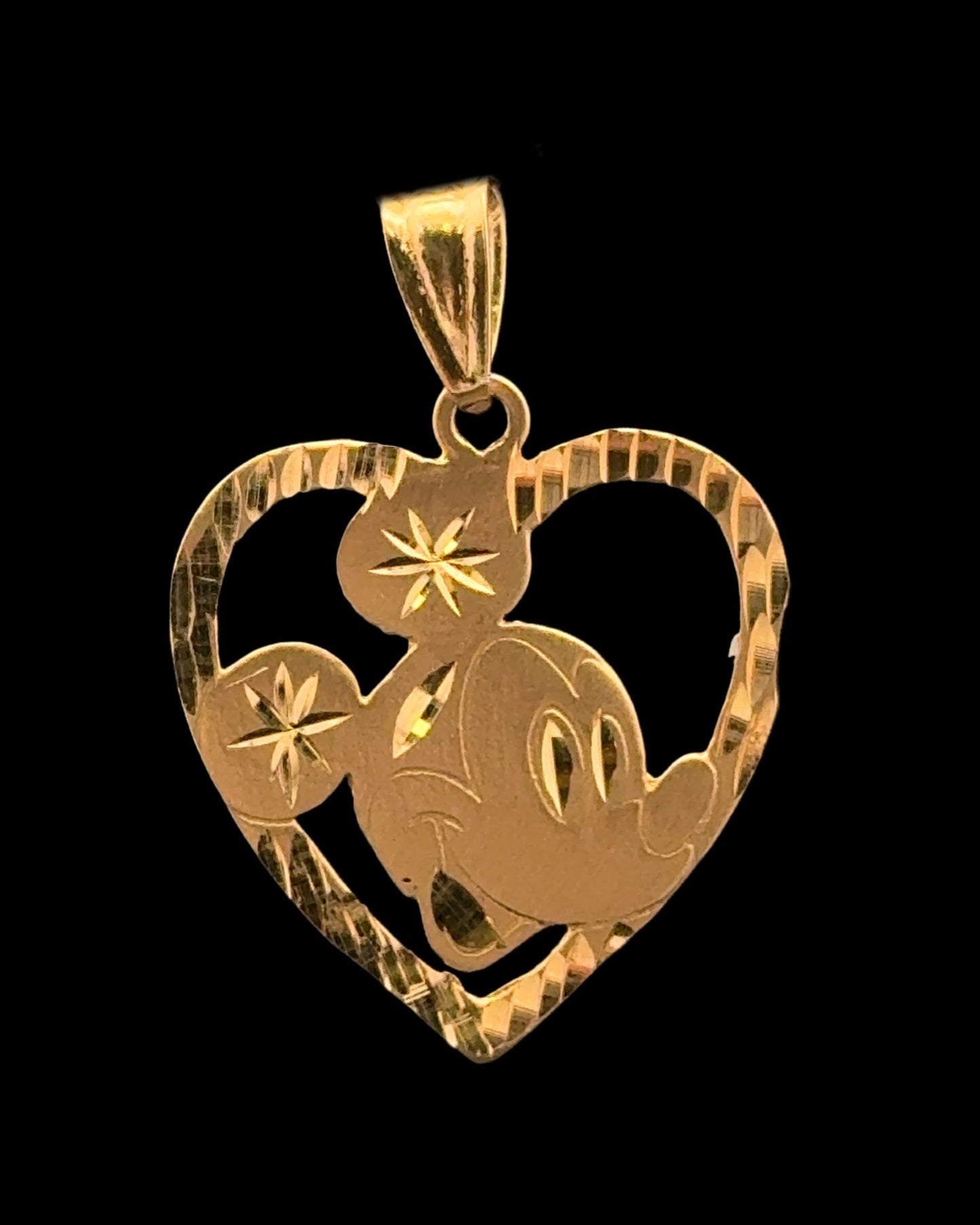 PENDANT CORAZON CARA DE MICKEY 14K 1.1GR 2 1/2CM