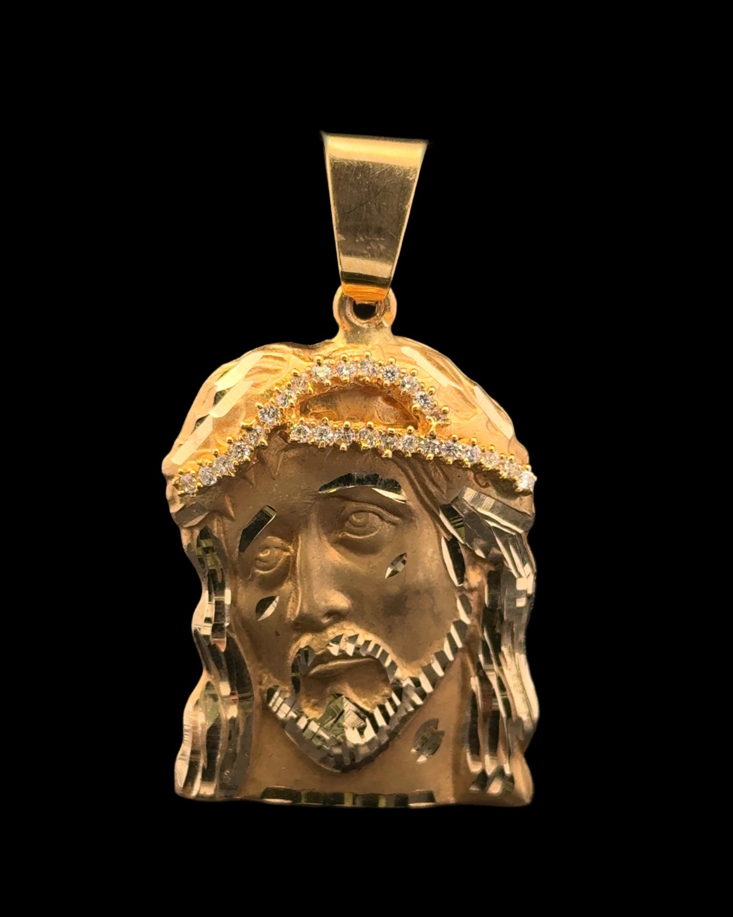 PENDANT CABEZA JESUS CORONA PUAS SMALL CZ 16.1GR 14K