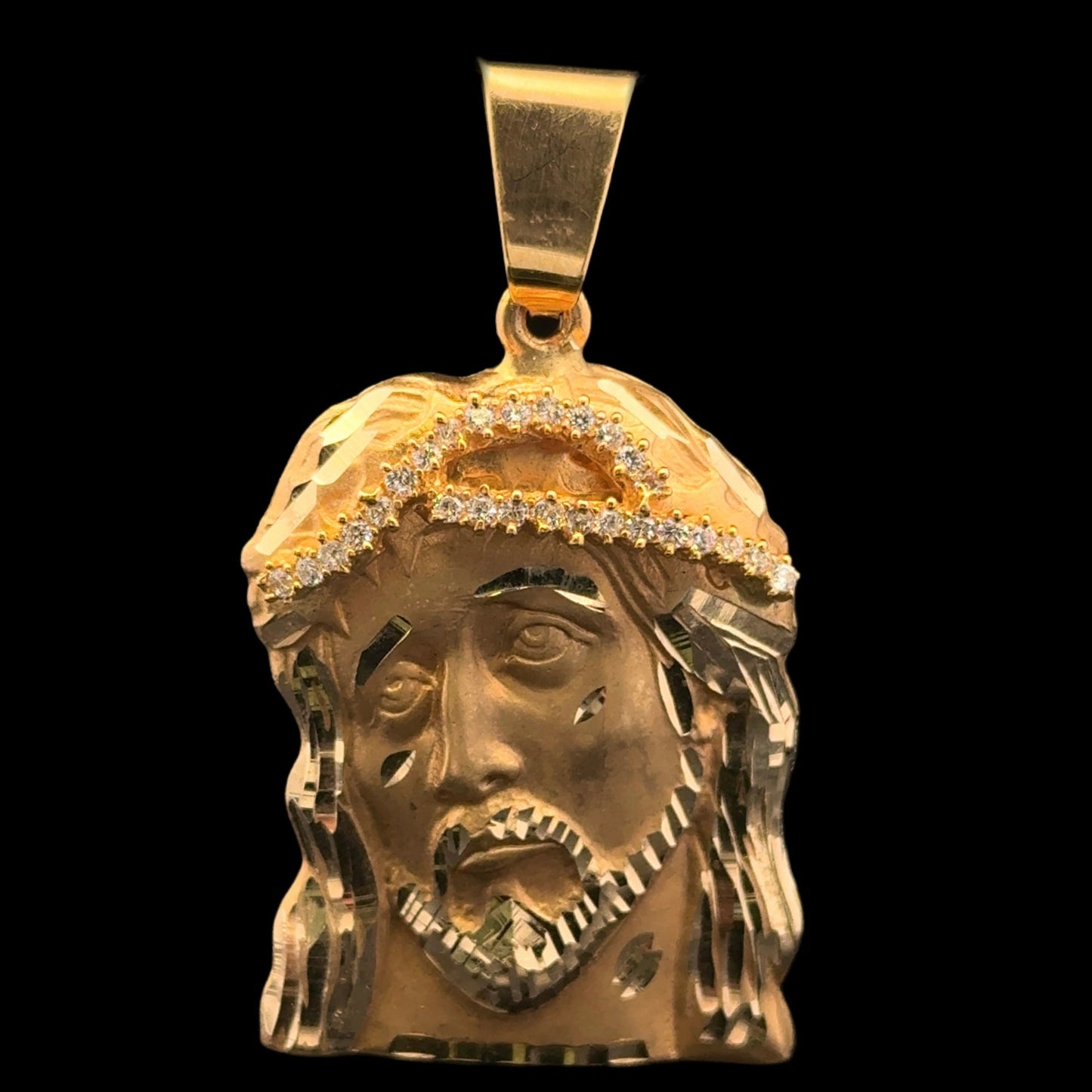 COLGANTE CABEZA JESUS CORONA PUAS PEQUEÑO CZ 16.1GR 14K