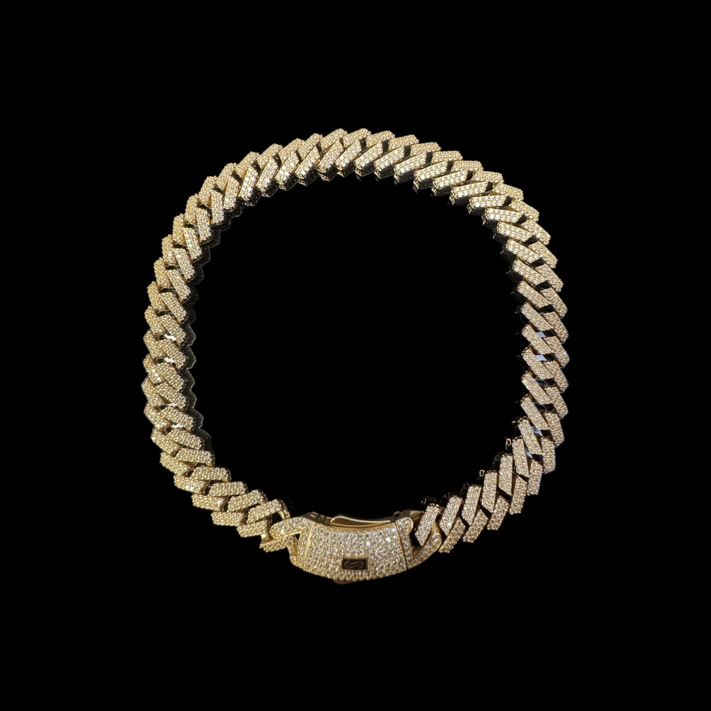 14K ANKLE BRACELET ITTALO FULL CZ YELLOW (23.6GR 8.8MM 10")