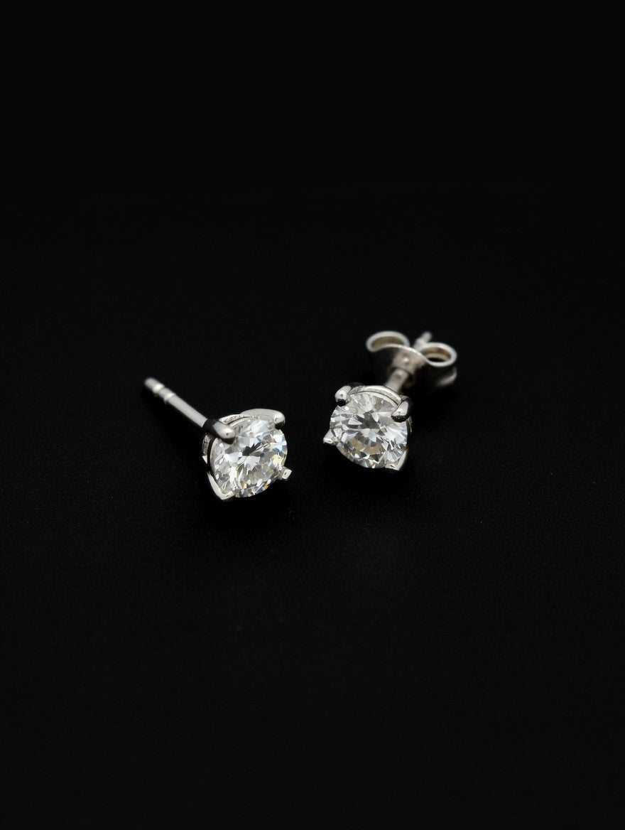14K WHITE GOLD LAB DIAMOND GROWN PERFECT MARTINI EARRINGS (1.3GR 2.2CT 6.5MM)
