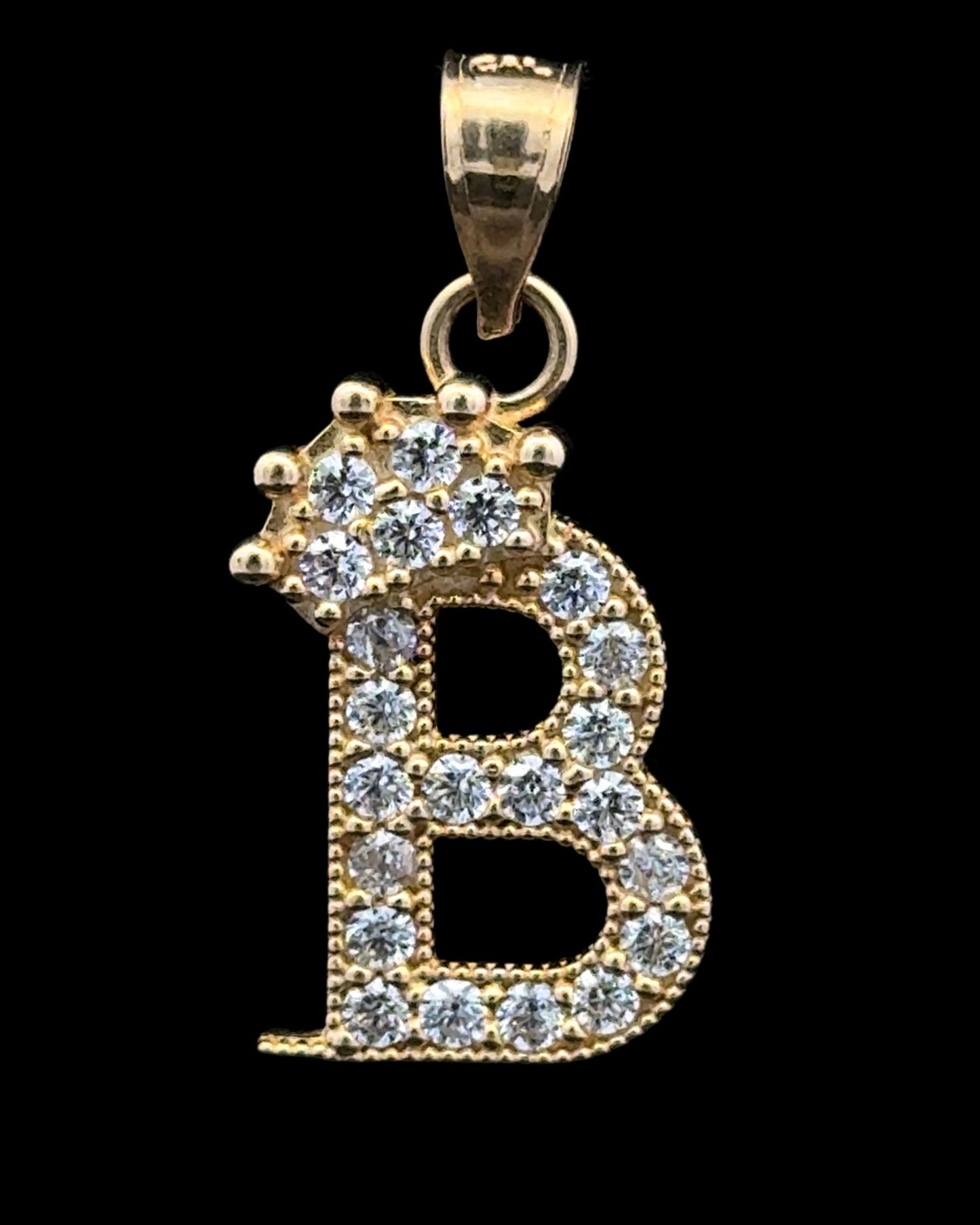 PENDANT LETRA B CORONA CZ 2GR 14K