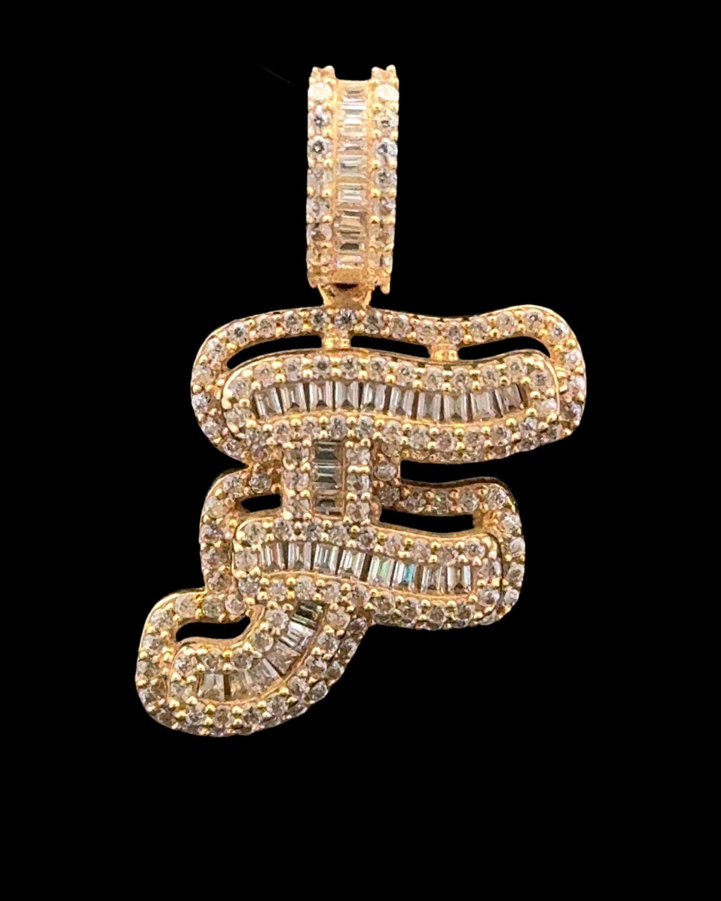 PENDANT LETRA F CURSIVA CZ 4GR 14K