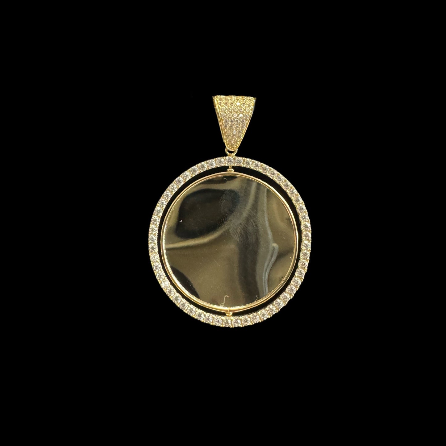 14K GOLD DOUBLE PICTURE PENDANT CZ (10.8GR)