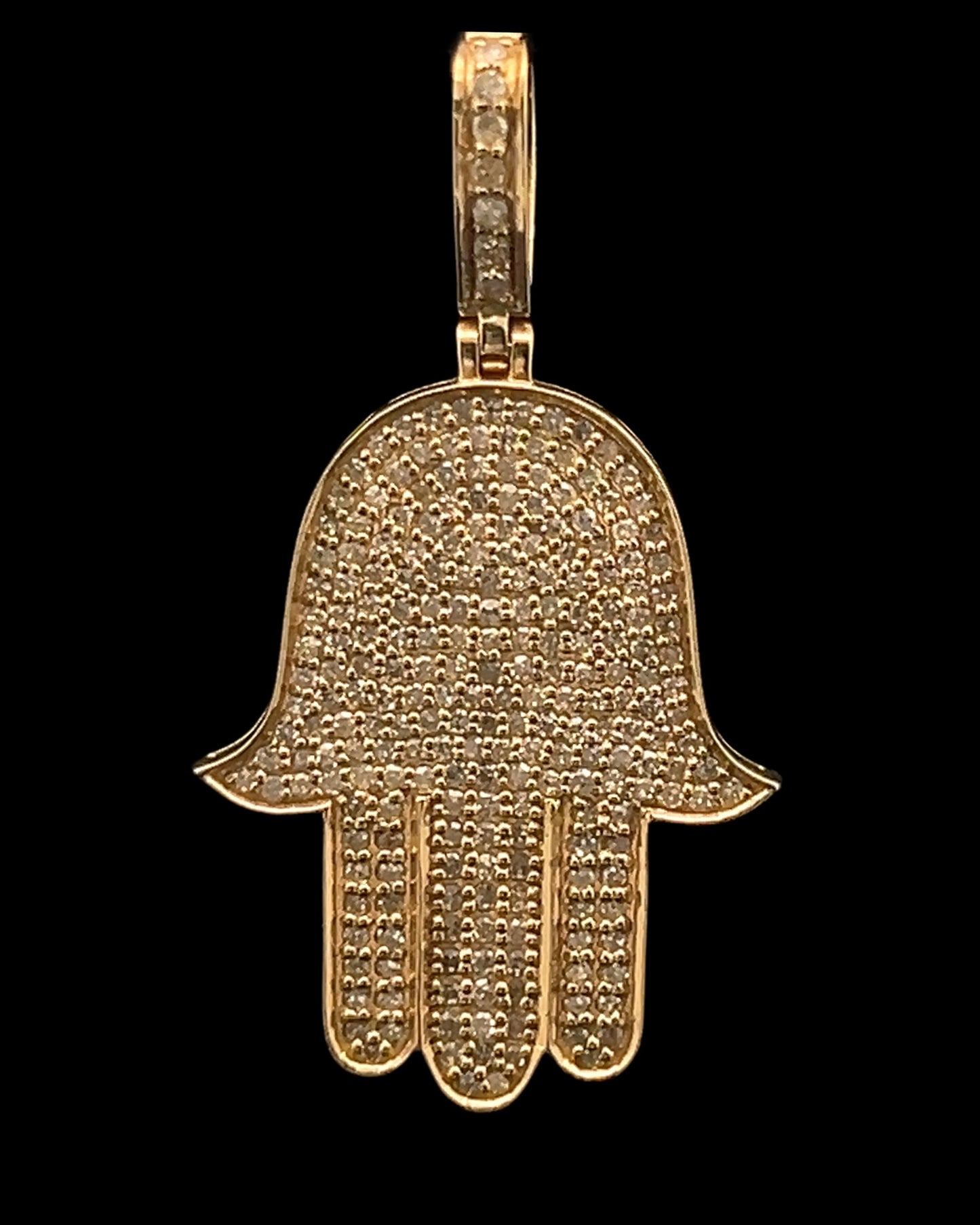 Yellow Gold Hamsa Pendant 0.97CT 3.2GR 14K