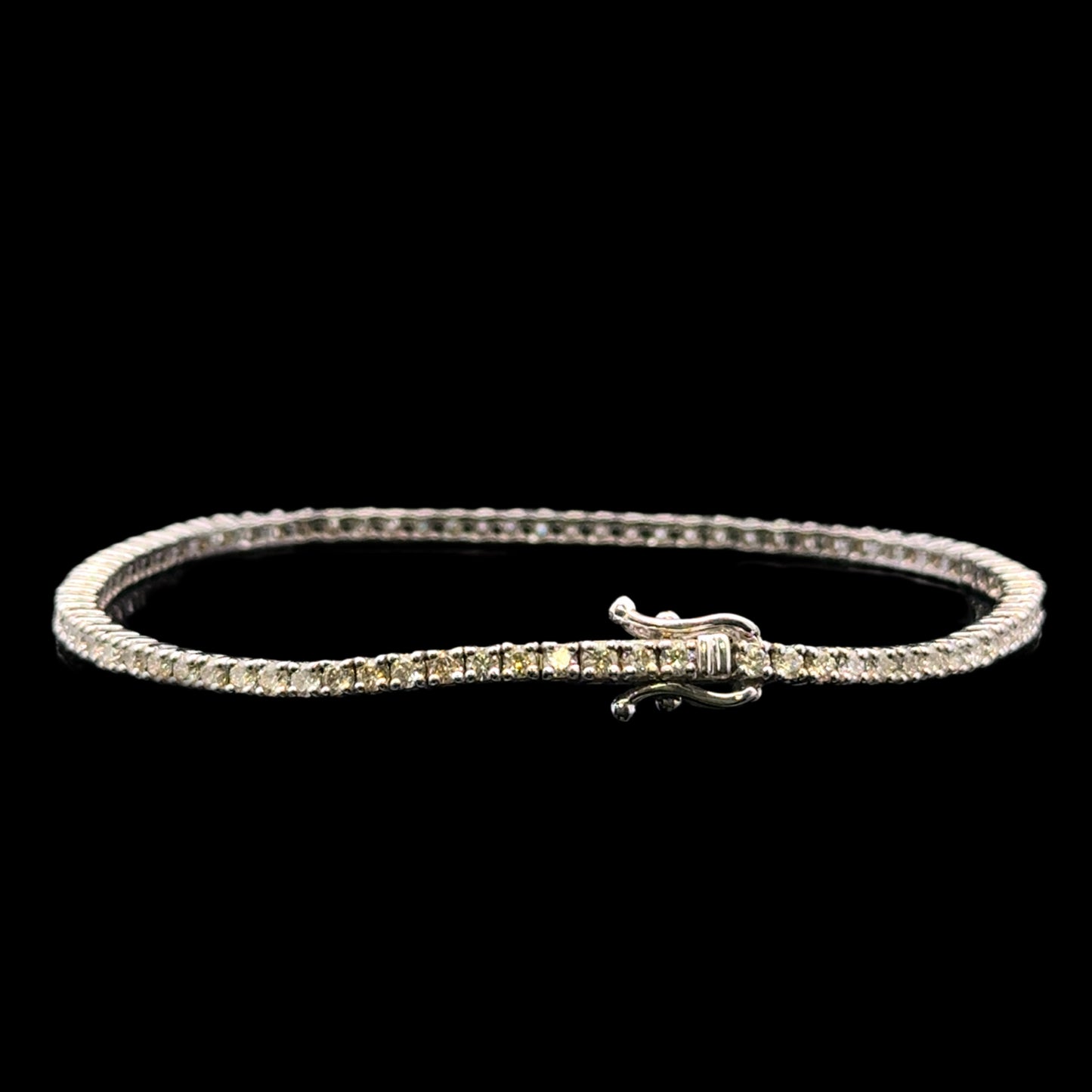 Pulsera de tenis de oro blanco de 2 quilates, 6,7 gr, 2 mm, 14 quilates, 7"