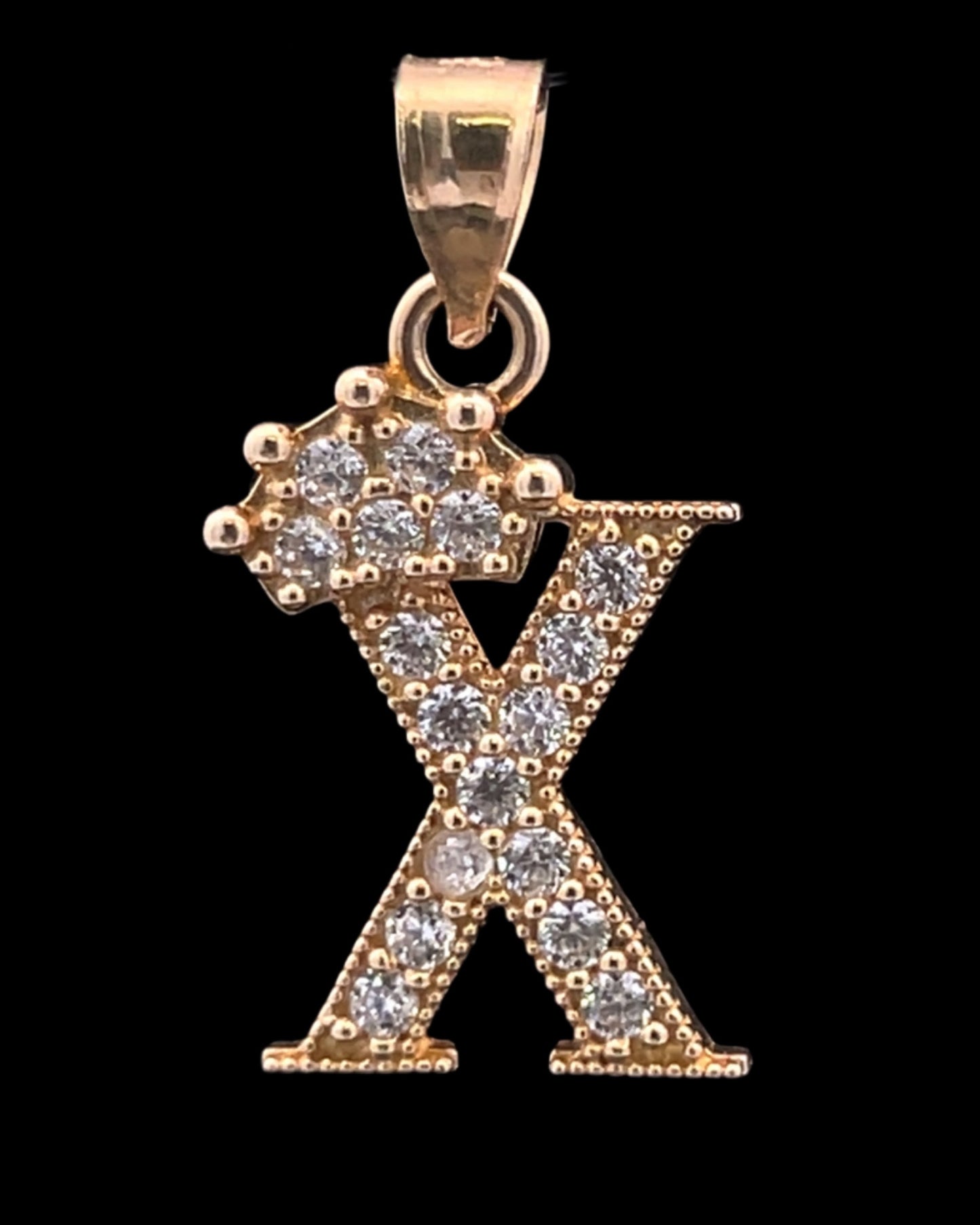 PENDANT LETRA X CORONA CZ 1.8GR 14K