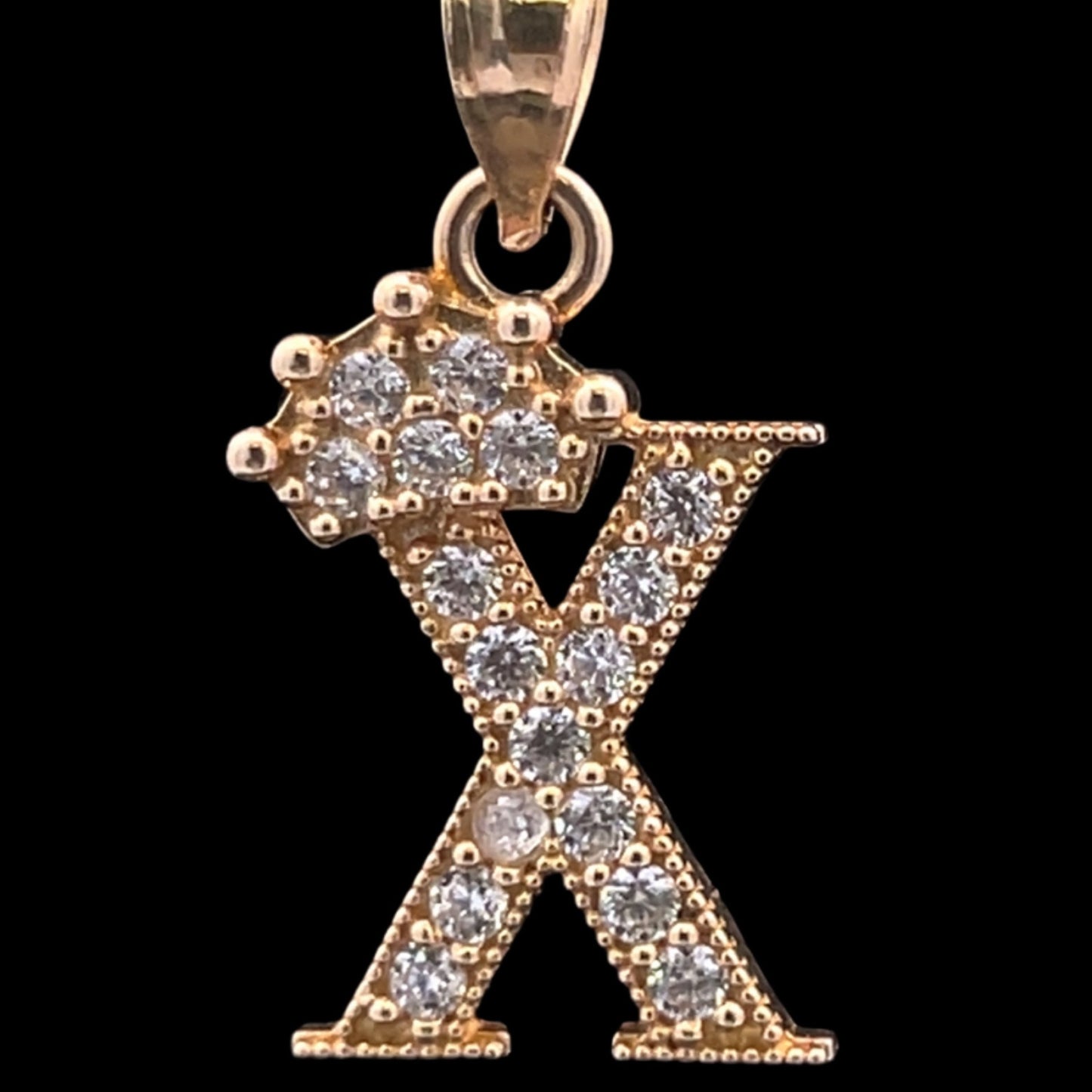 14K PENDANT LETTER X CROWN CZ (1.8GR)