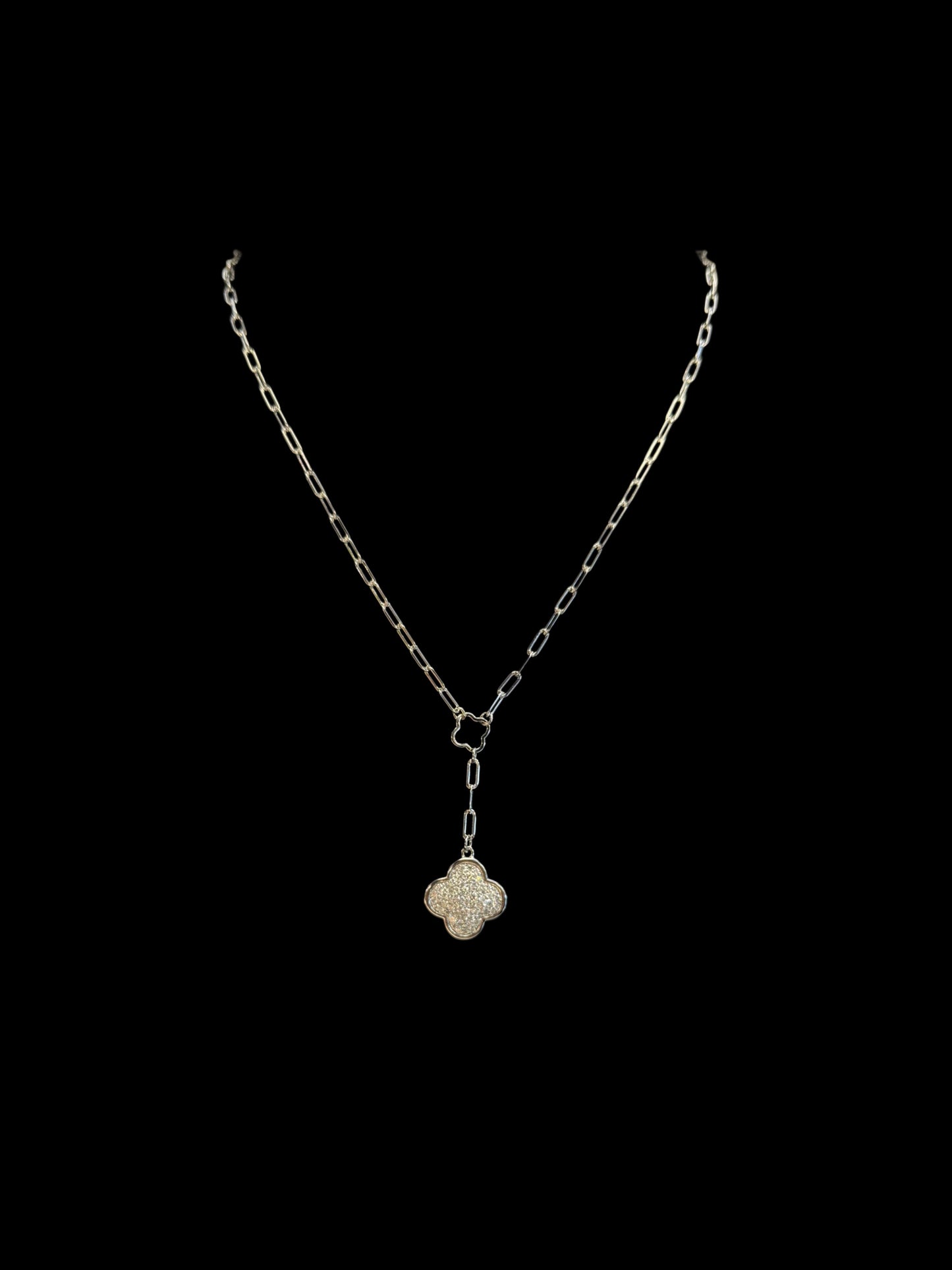 925 SILVER MOISSANITE FLOWER NECKLACE (5.6GR 0.79CTW 16+2")
