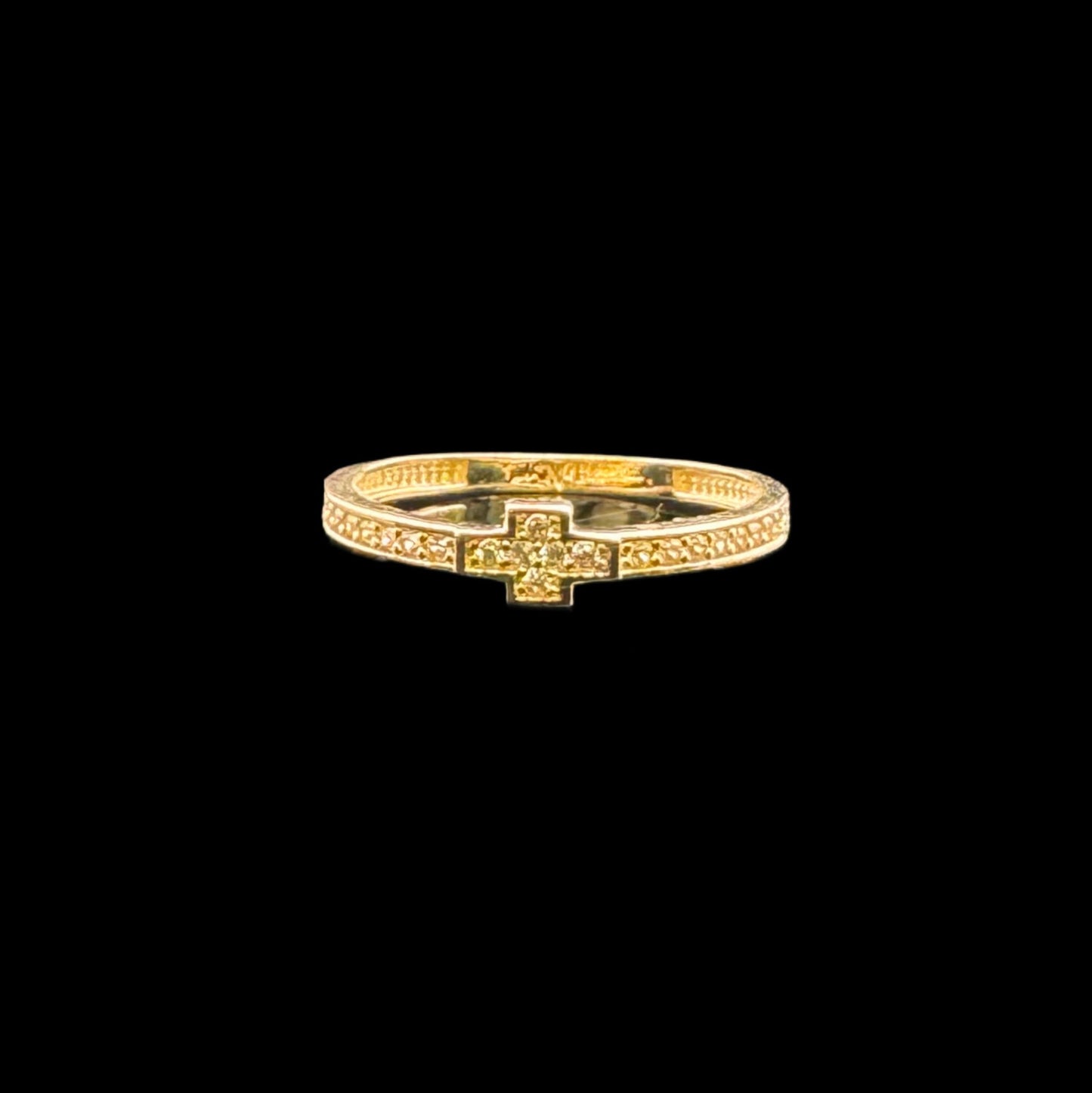 14K CROSS RING CZ (1.2GR 7.5")