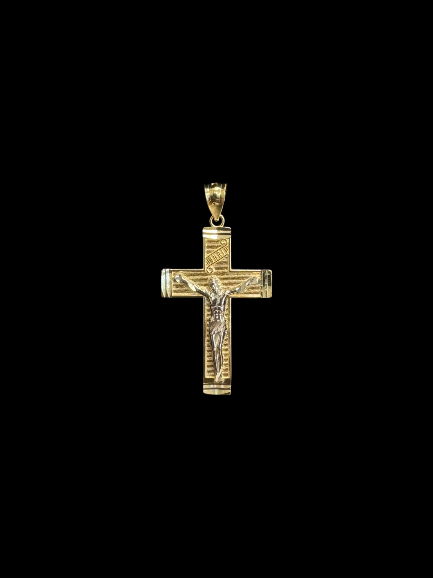 14K GOLD CROSS PENDANT TOW TONES (4.1GR)