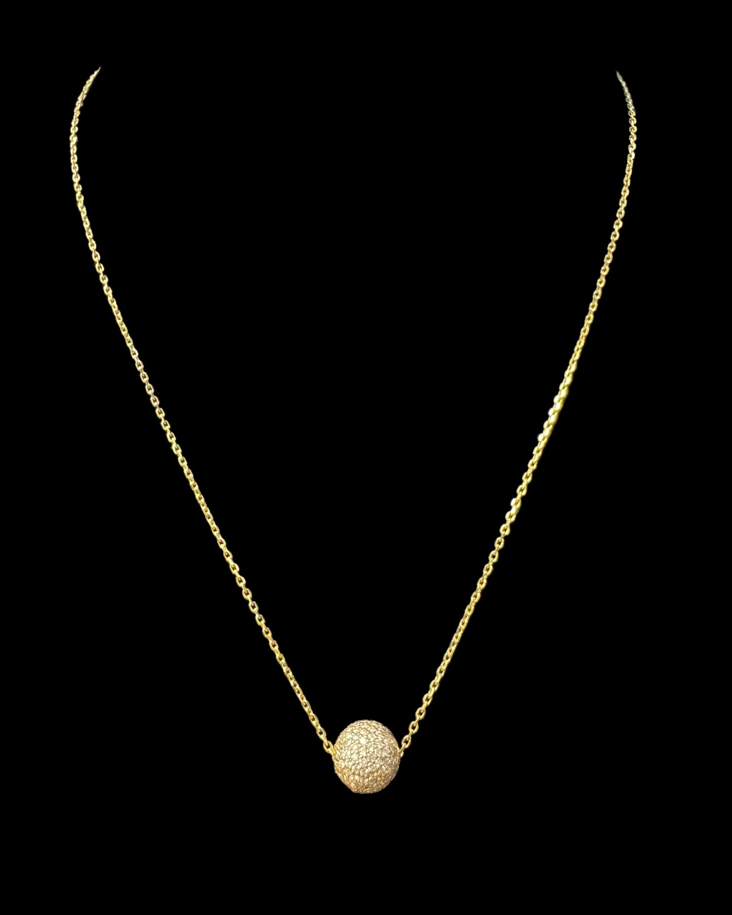 Yellow Gold Ball Necklace 1CT 3.2GR 14K 16"