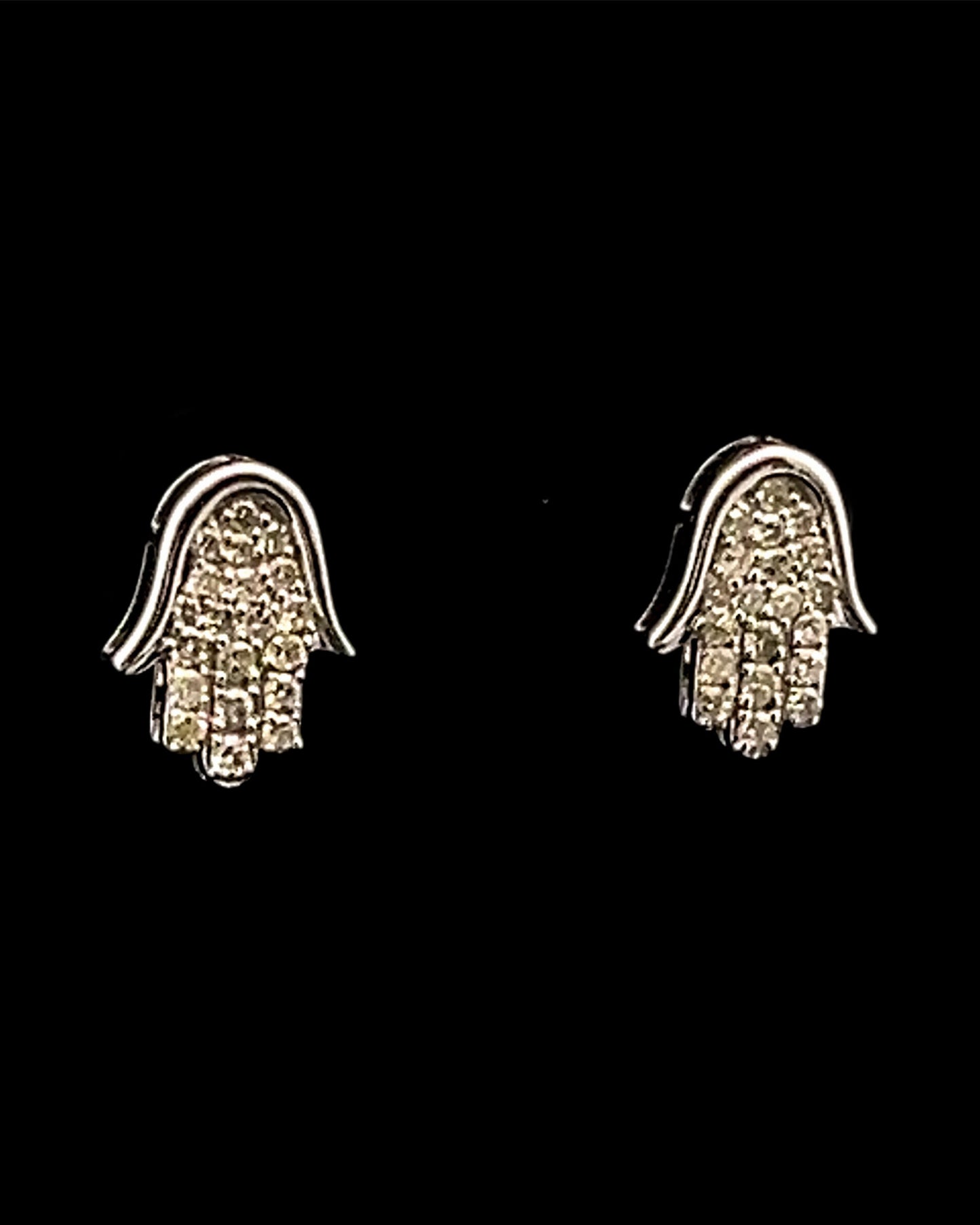 ARETES HAMSA BLANCO Y AMARILLO DIAMANTES 1.4GR 14K 0.52CT (SLNER 0070)