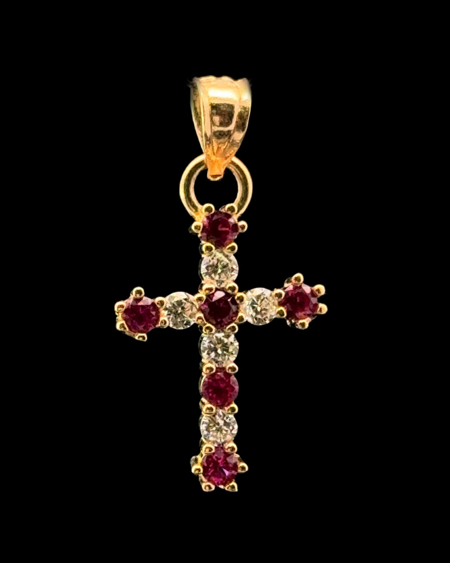 14K SMALL CROSS PENDANT CZ (1.3GR)