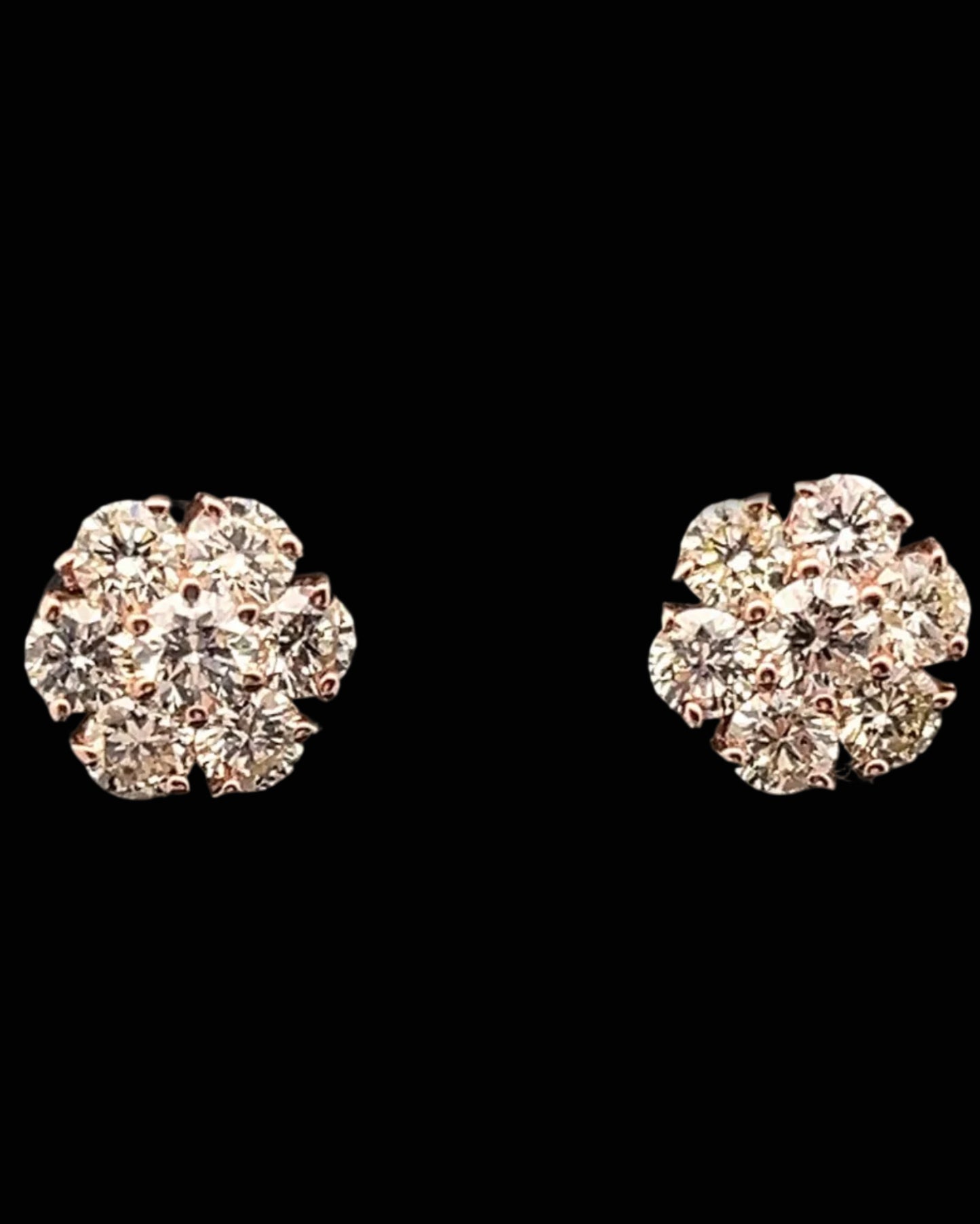 14K FLOWER EARRINGS ROSE GOLD (2.93CT 10.30MM 2.6GR)