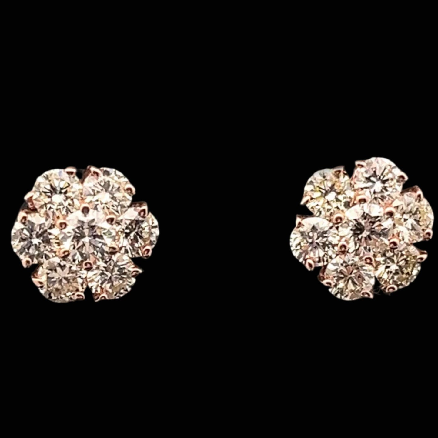 14K FLOWER EARRINGS ROSE GOLD (2.93CT 10.30MM 2.6GR)