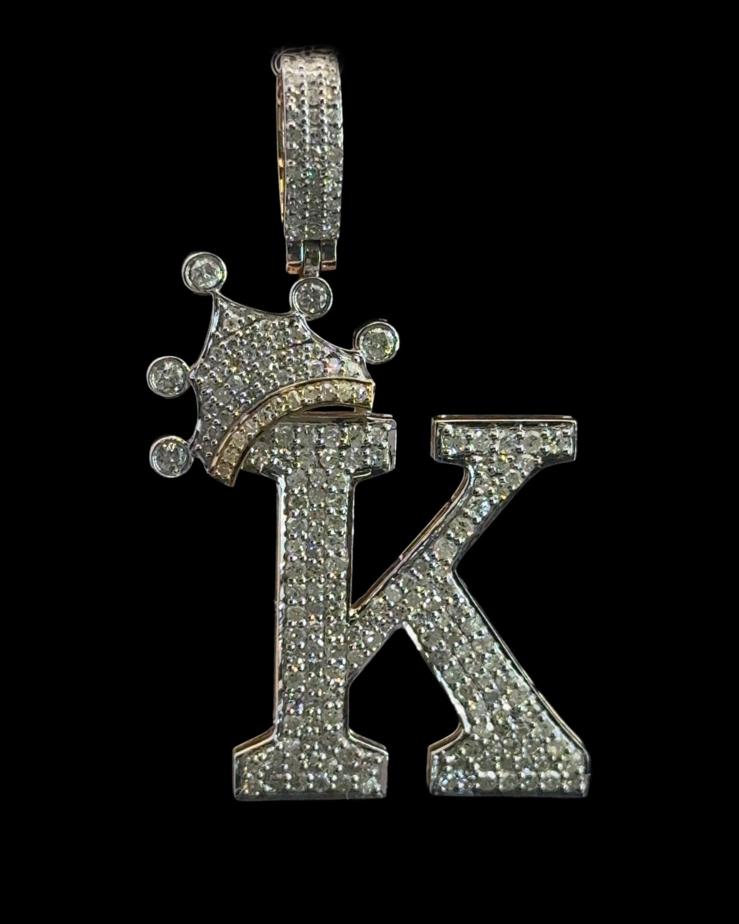 PENDANT LETRA K CON CORONA DIAMANTES 4.2GR 1.21CT 14K (SLNPD 0172-K)