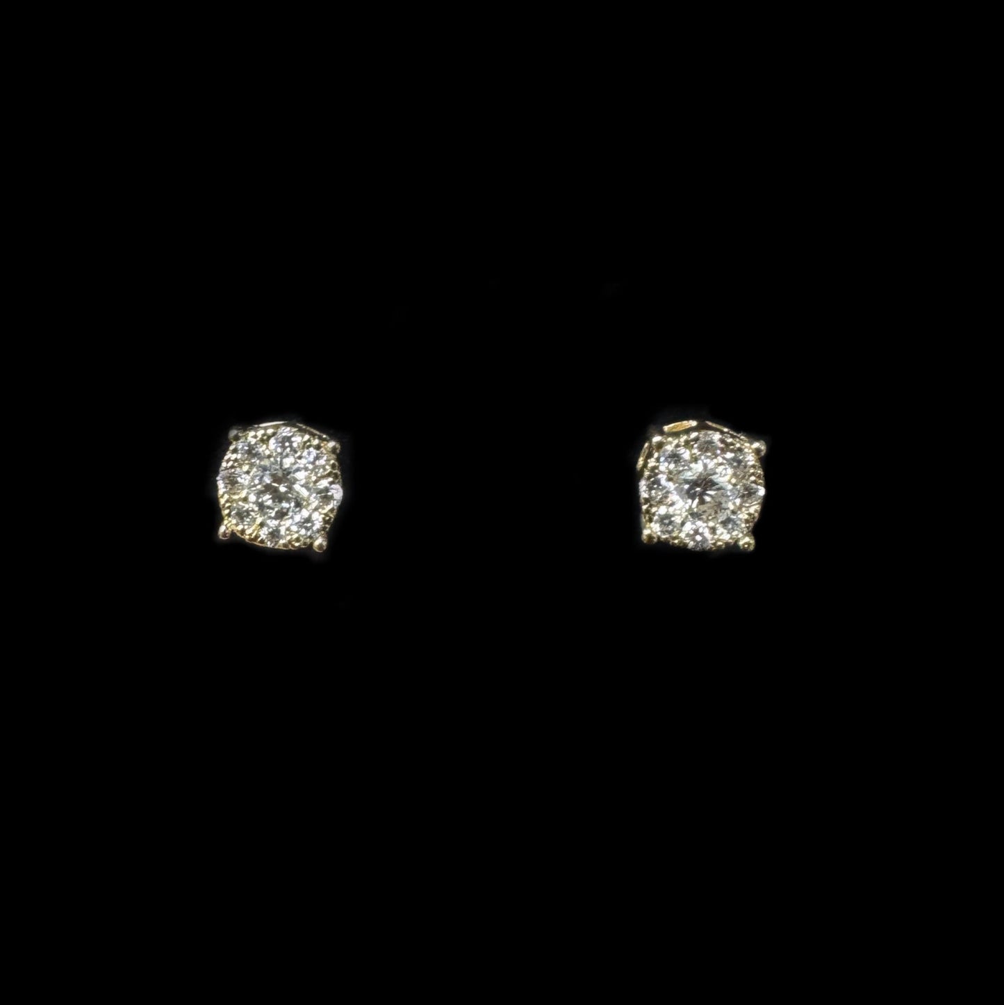 14K YELLOW FLOWER EARRINGS LAB DIAMONDS (0.45CT 7.24MM 2.15GR)