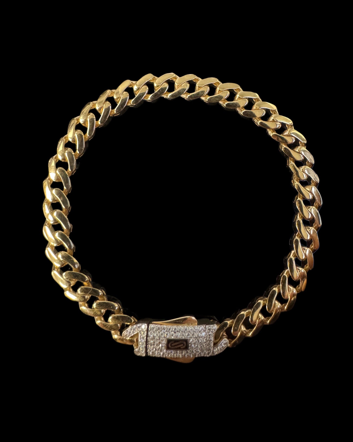 BRACELET MONACO CON BROCHE CZ 5.8GR 6MM 14K 7"