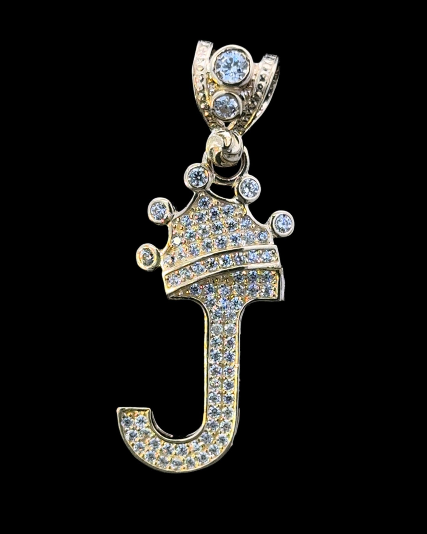 PENDANT LETRA J CON CORONA CZ 3.7GR 14K