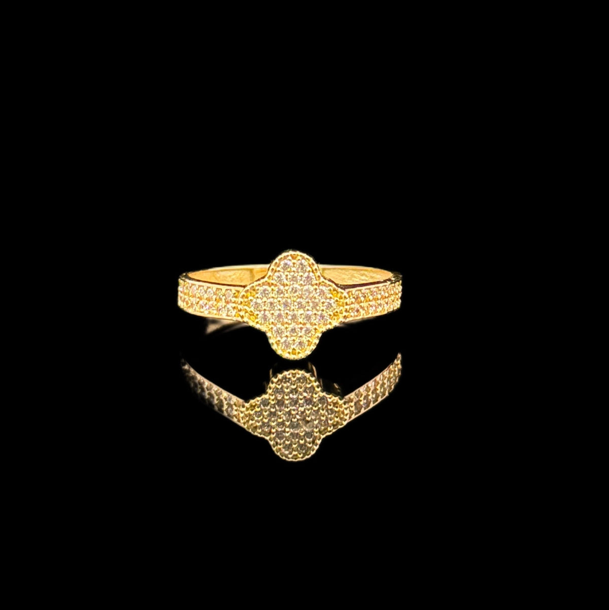 14K GOLD FLOWER RING CZ (1.8GR 8")