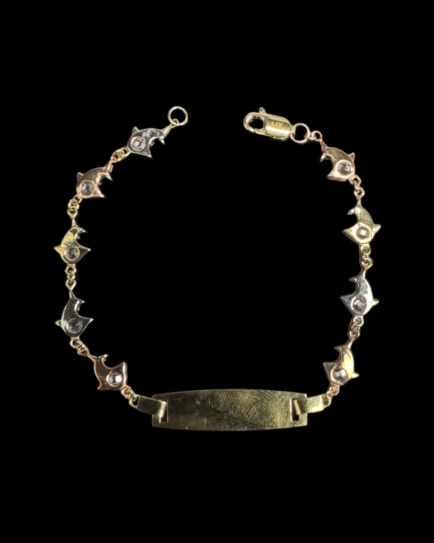 14K GOLD BABY ID BRACELET DOLPHIN (2.5GR 6")